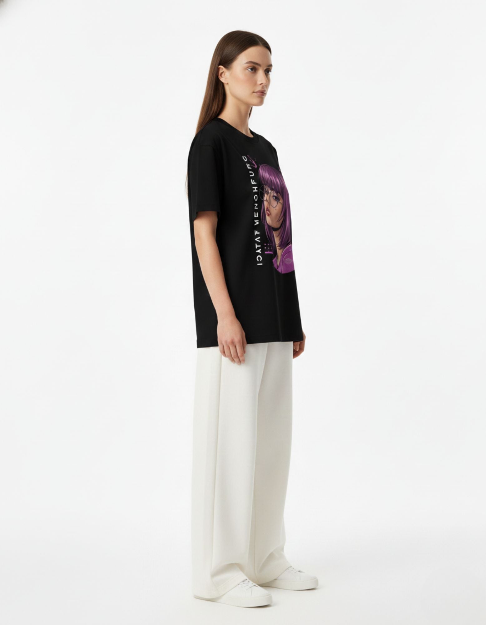 Purple Hair Portrait Oversized T-Shirt