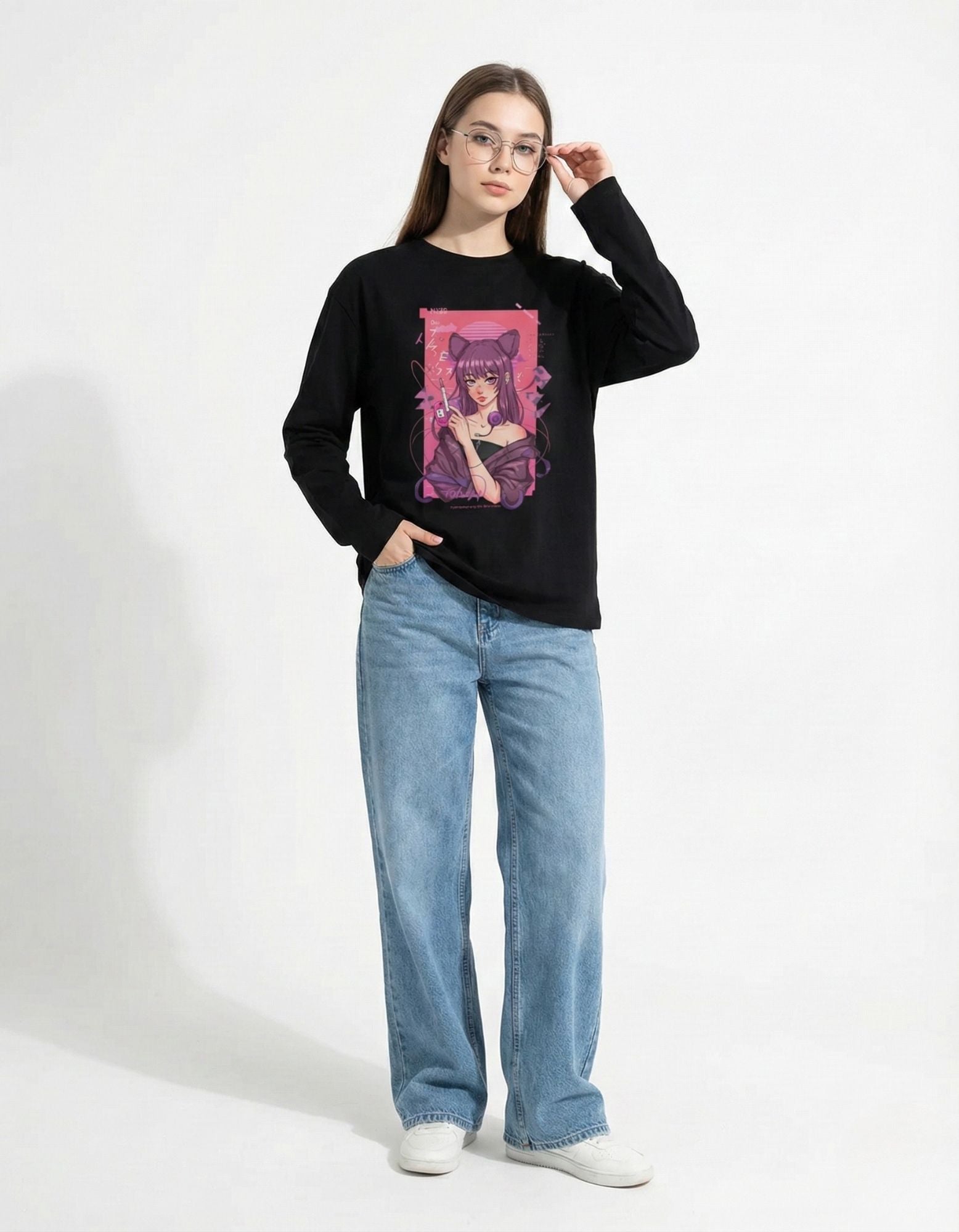 Midnight Neko Full Sleeve T-Shirt