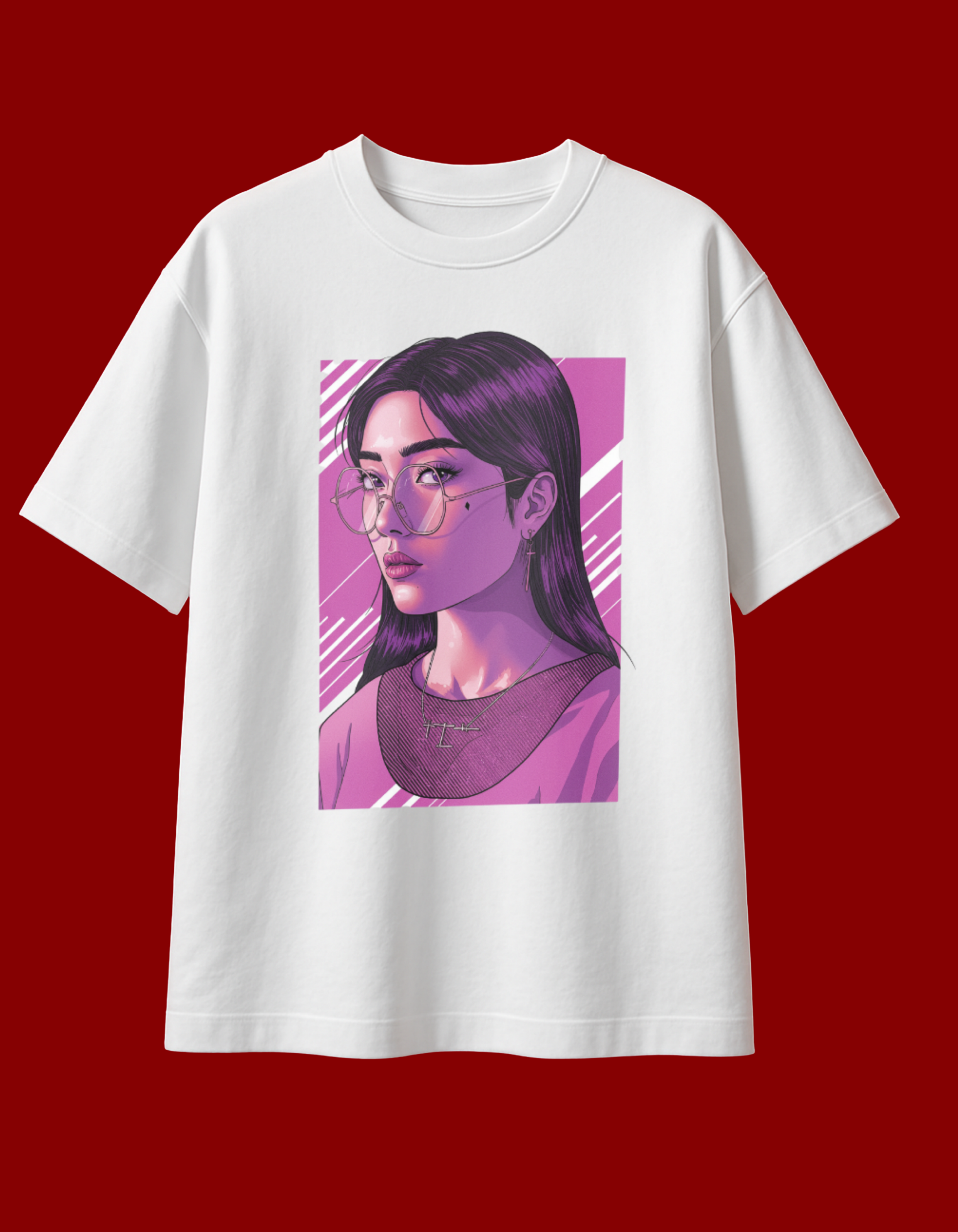 Graphic Girl Portrait Oversized T-Shirt