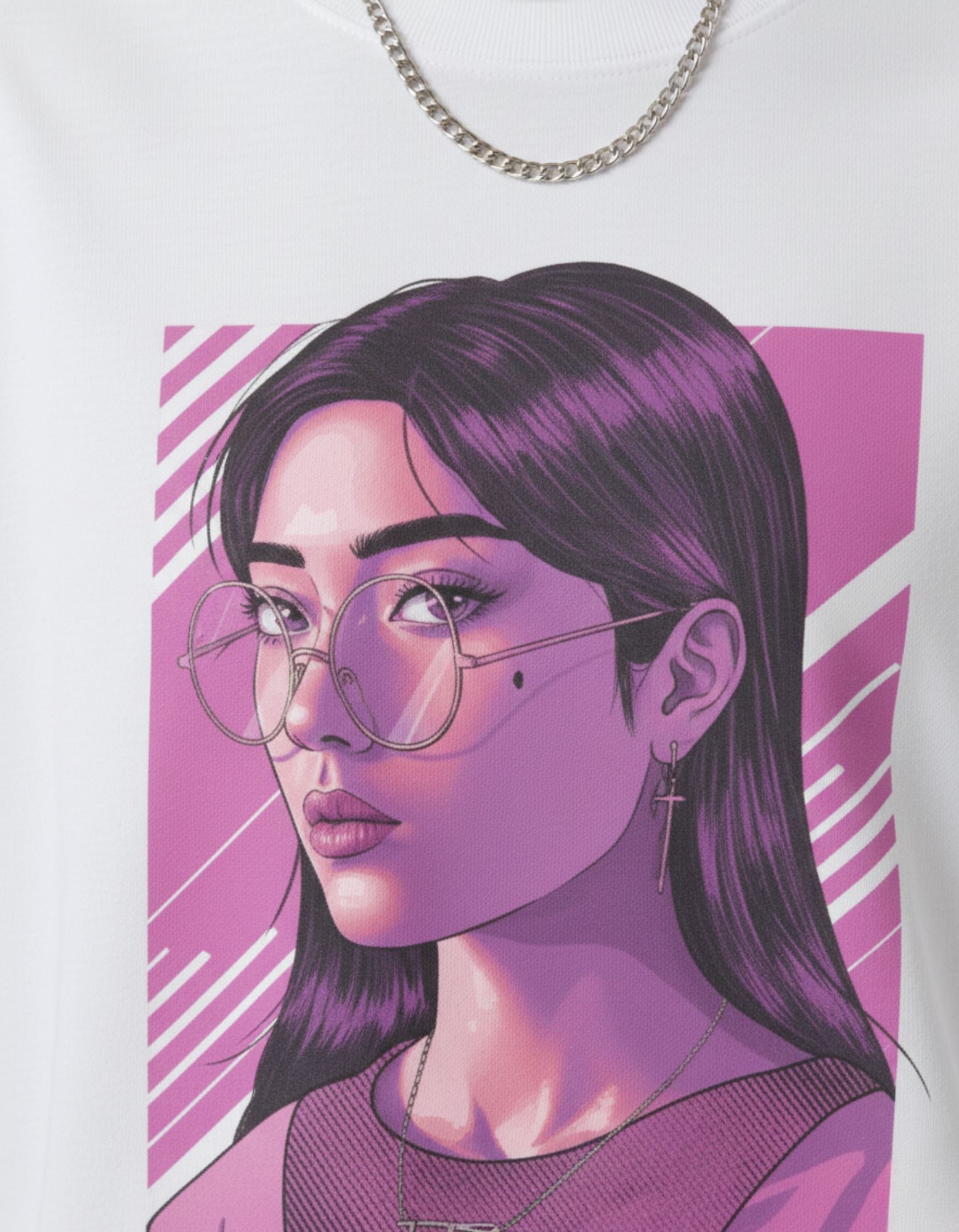 Graphic Girl Portrait Oversized T-Shirt