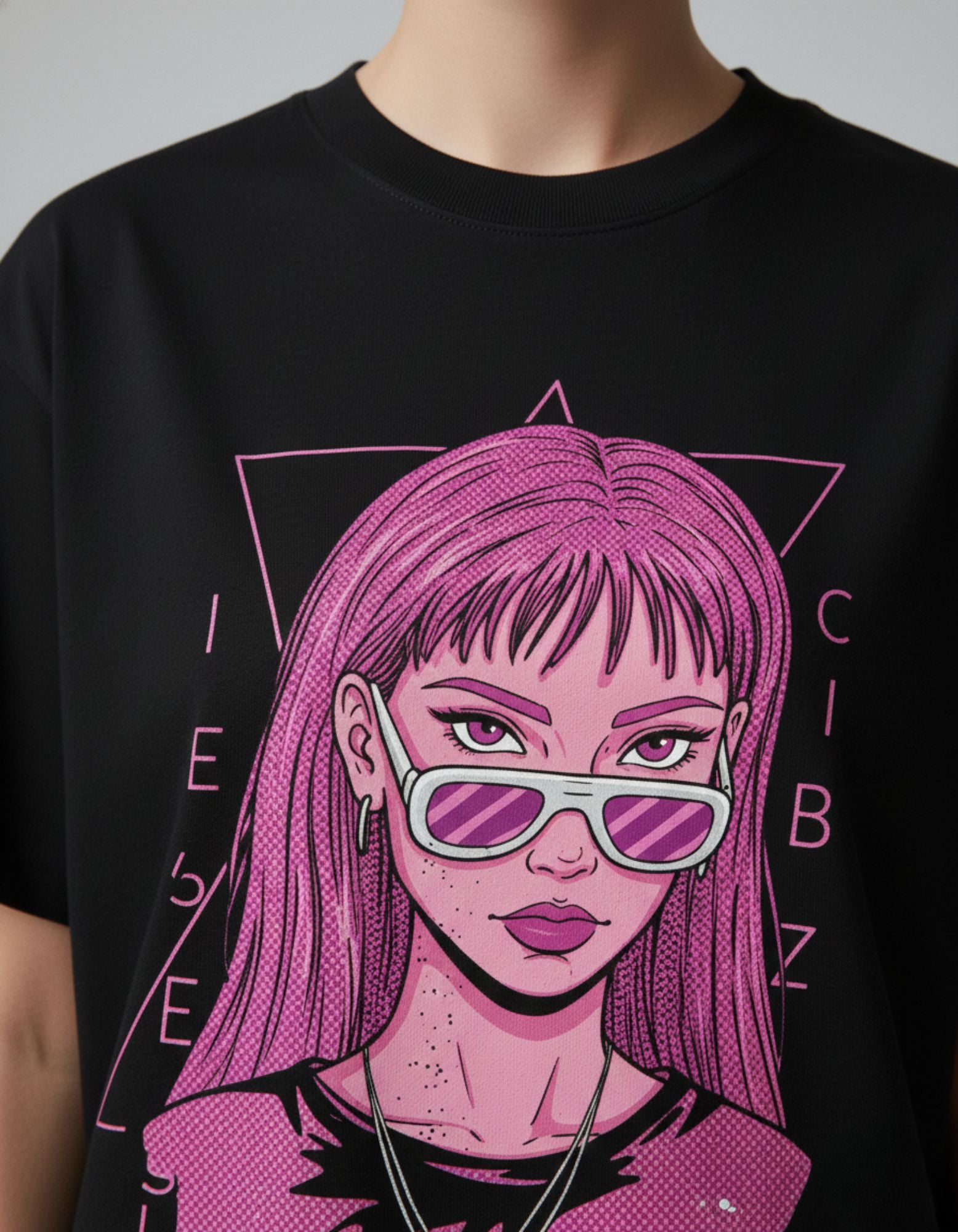 Cyber Girl Graphic Oversized T-Shirt