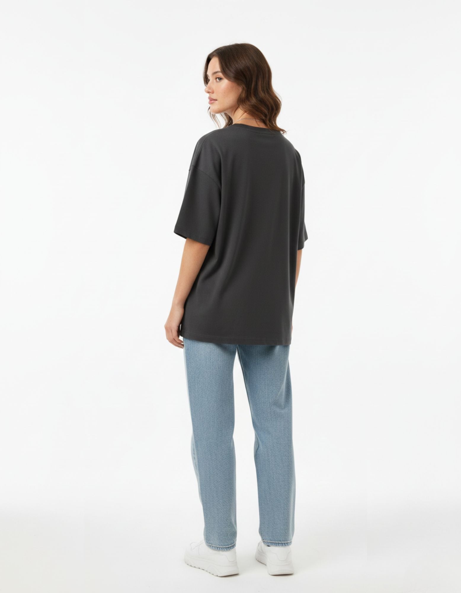 Terry Oversized T-Shirt with Girl Print and "WOW" Design – Make a Statement