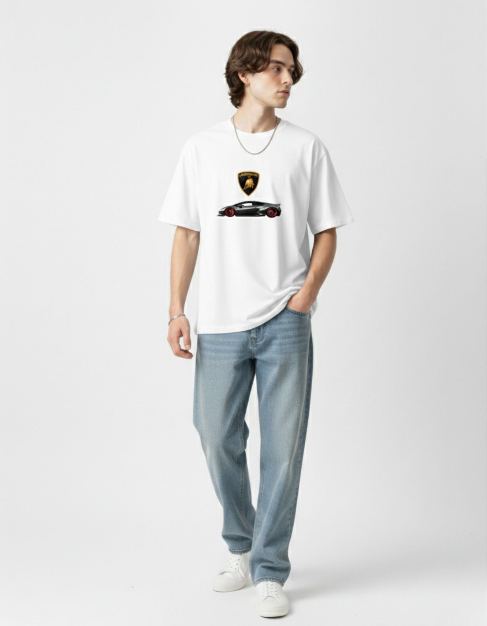 Terry Oversized T-Shirt with Lamborghini Print