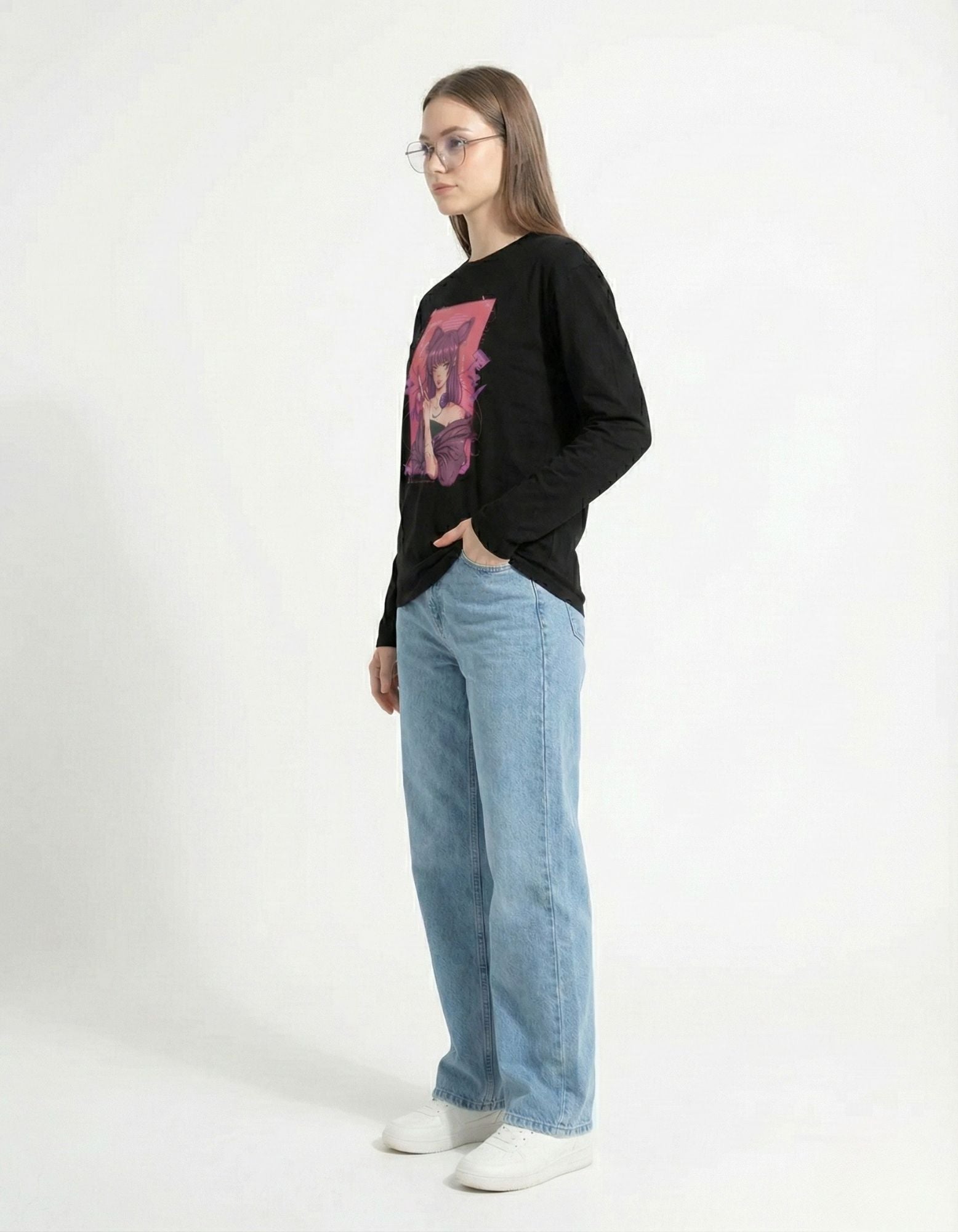 Midnight Neko Full Sleeve T-Shirt