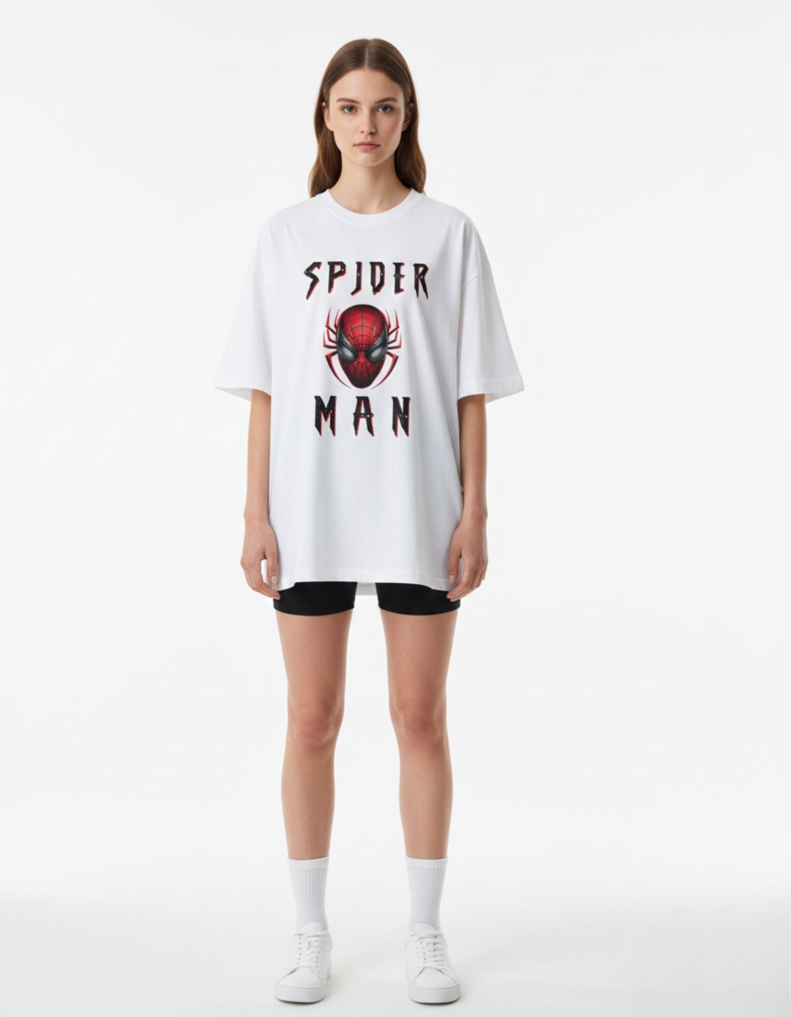 Terry Oversized T-Shirt with Spider-Man Print – Heroic Style