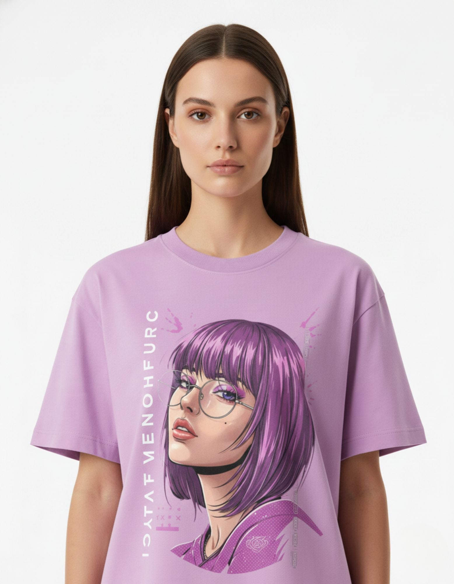 Purple Hair Portrait Oversized T-Shirt