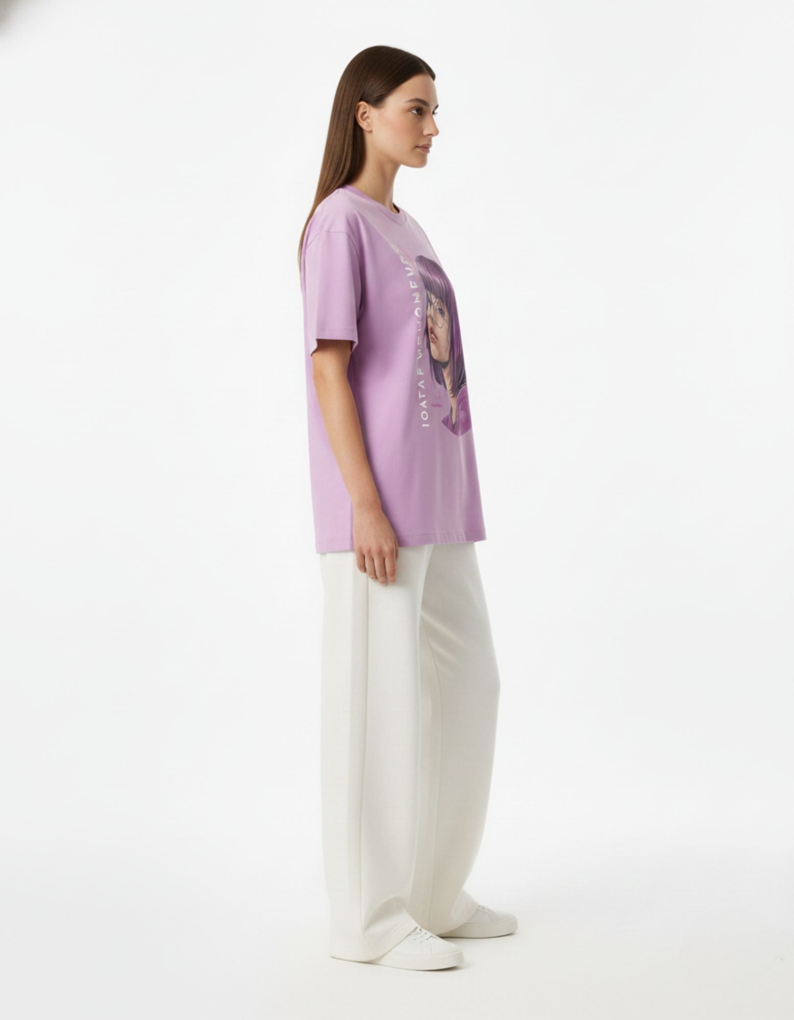 Purple Hair Portrait Oversized T-Shirt