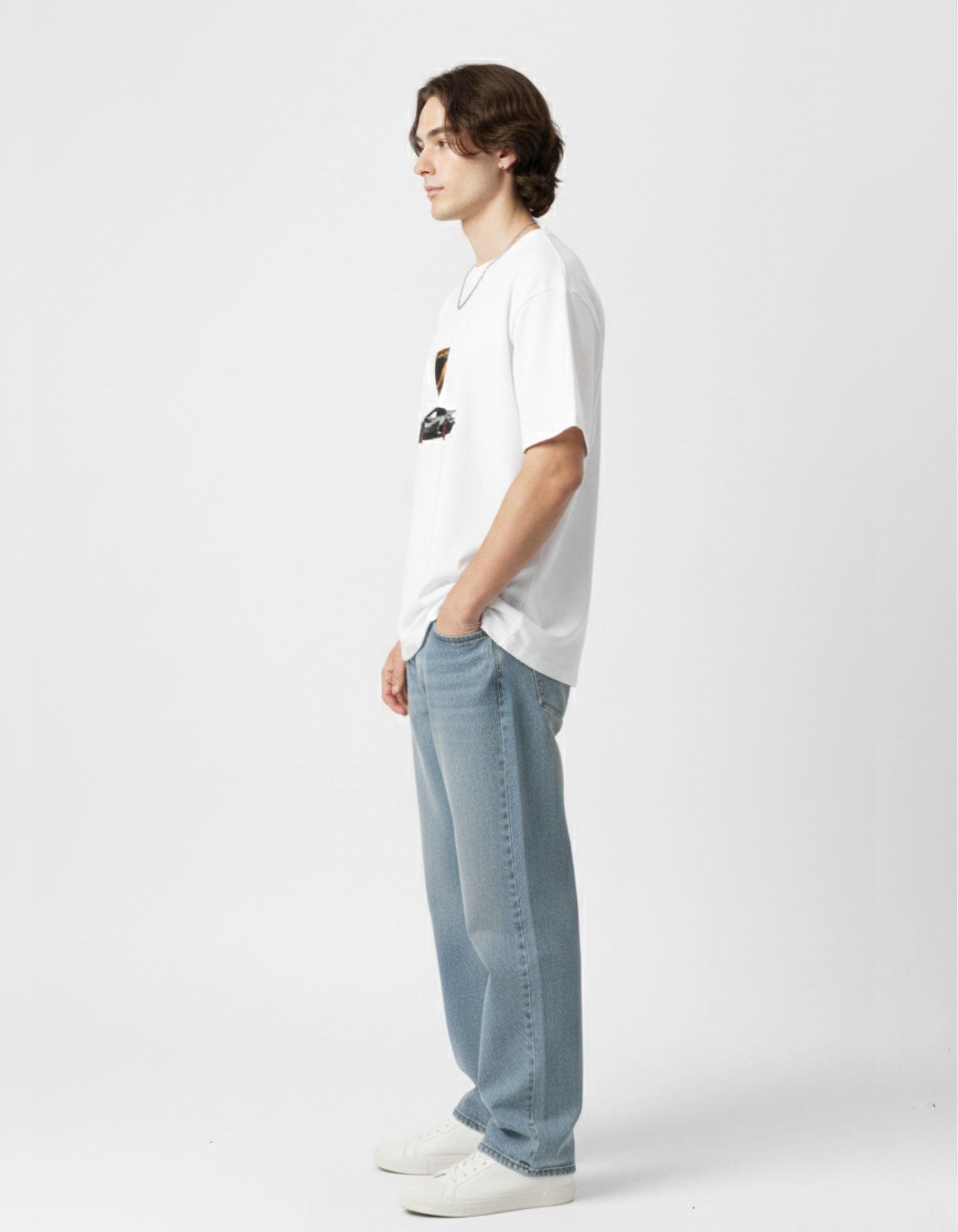 Terry Oversized T-Shirt with Lamborghini Print