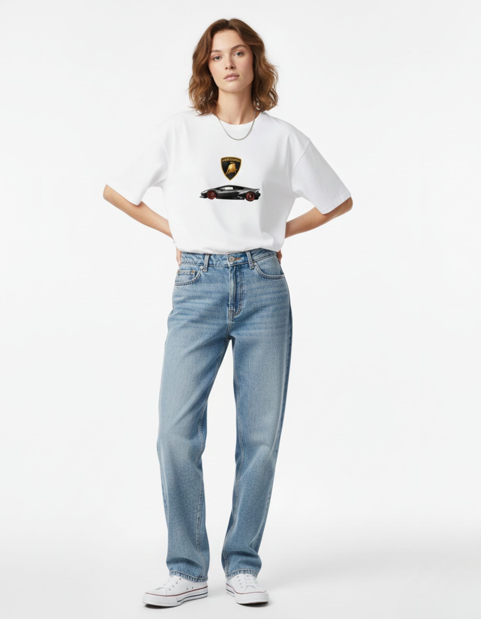 Terry Oversized T-Shirt with Lamborghini Print