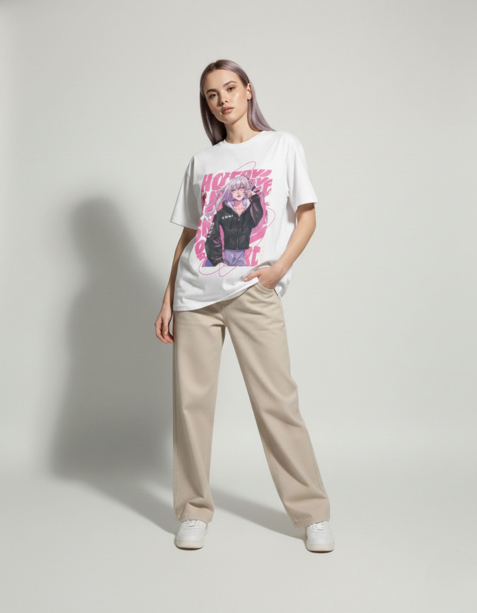 Oversized Anime Print T-Shirt