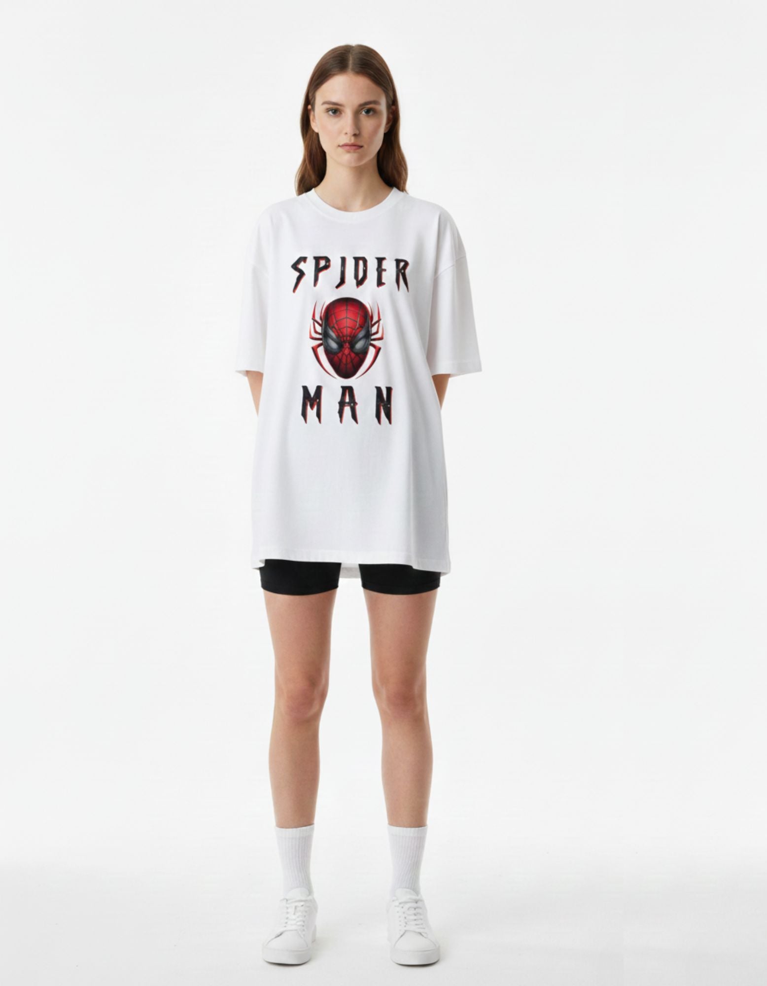 Terry Oversized T-Shirt with Spider-Man Print – Heroic Style