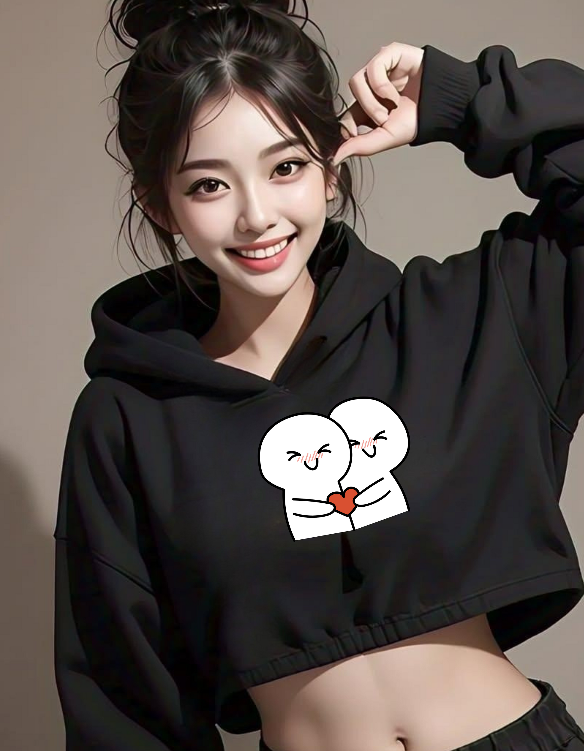 Love Buds Crop Hoodie – Cozy, Playful Fashion