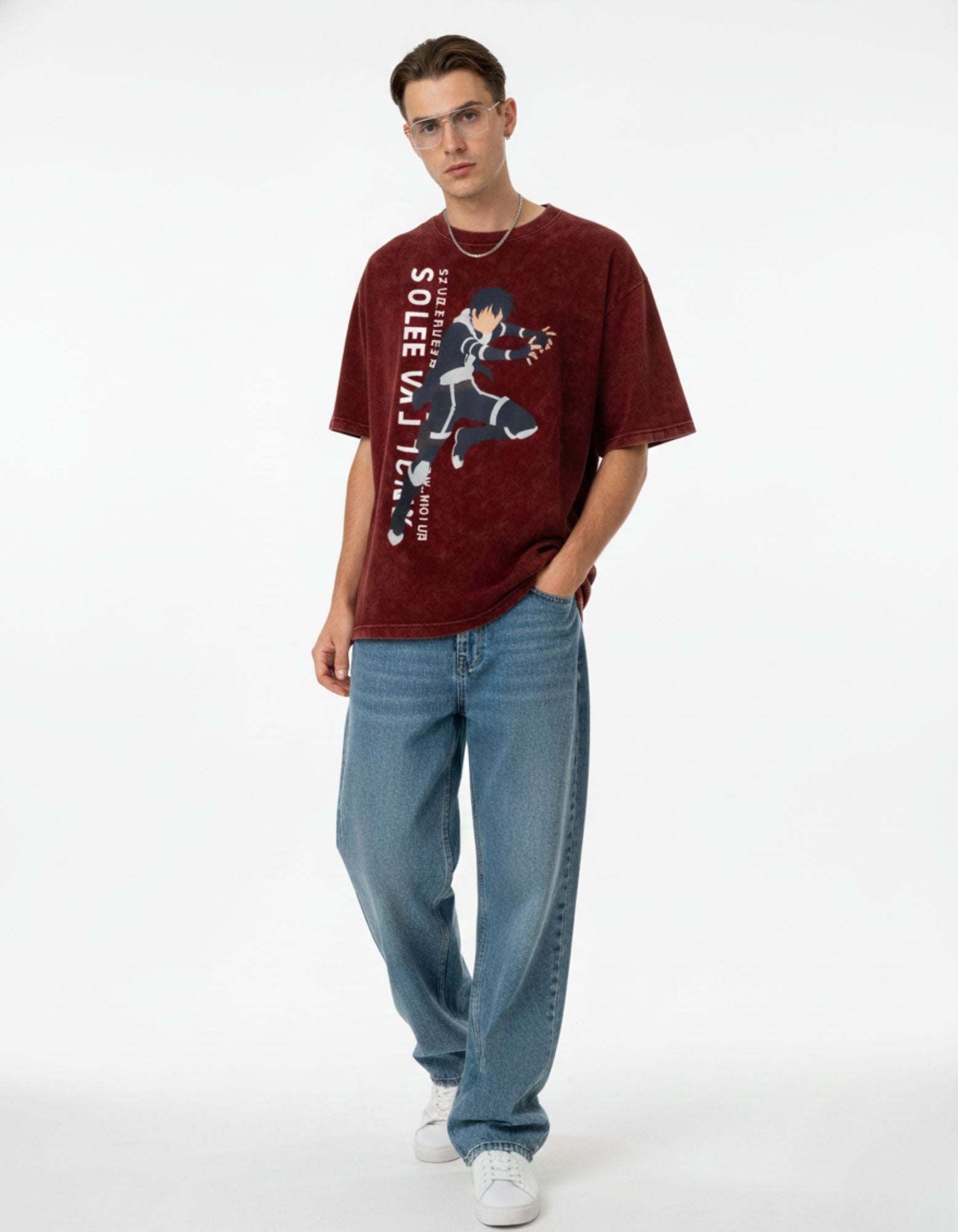 Anime Warrior Acid Wash Oversized Tee