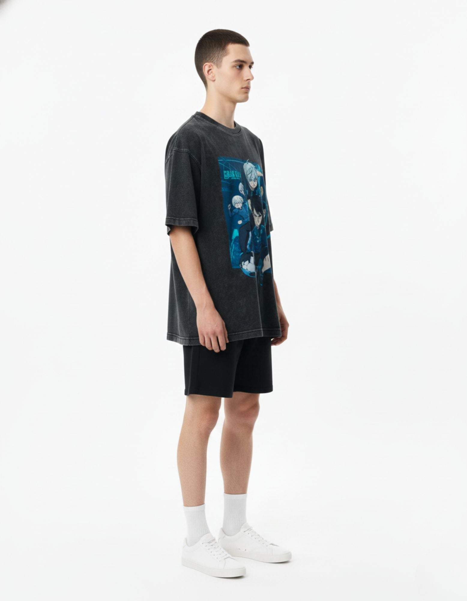 Anime Striker Squad Acid Wash Oversized Tee