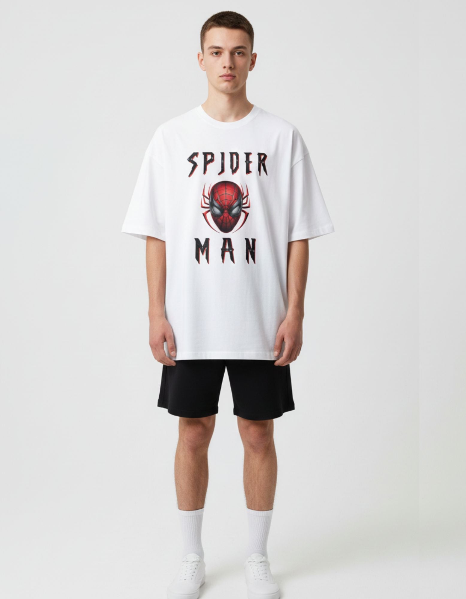 Terry Oversized T-Shirt with Spider-Man Print – Heroic Style
