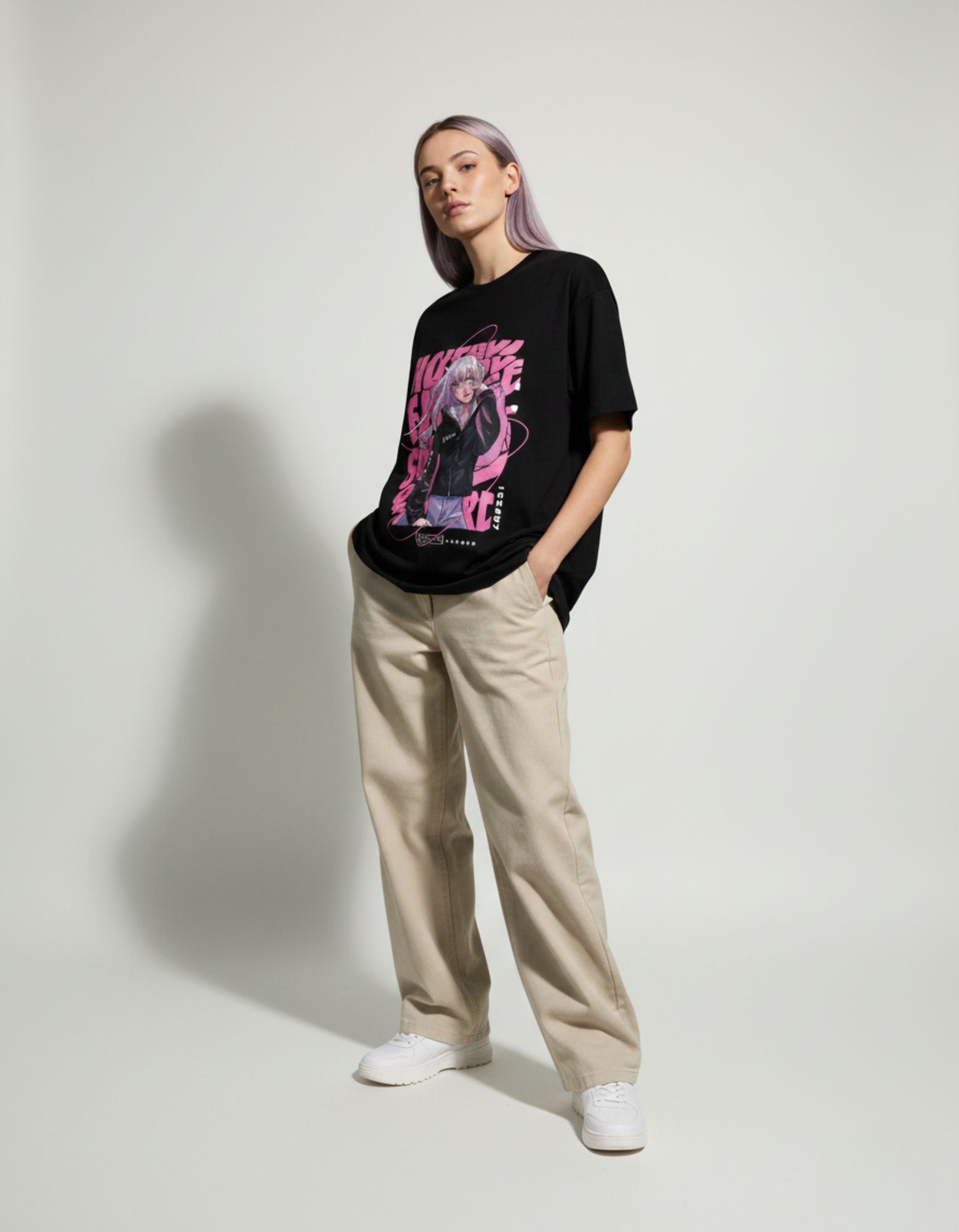 Oversized Anime Print T-Shirt