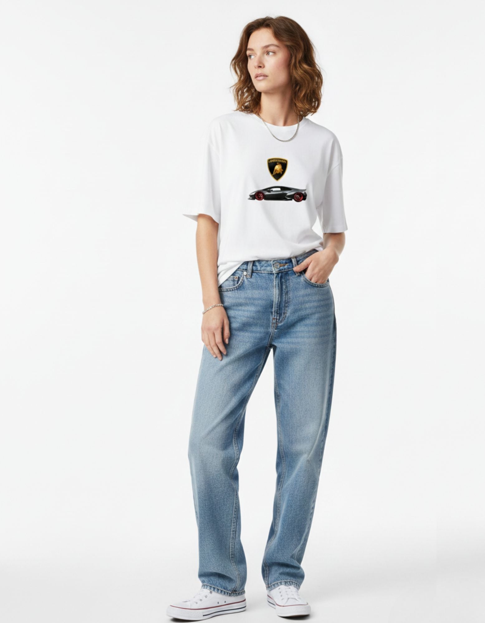 Terry Oversized T-Shirt with Lamborghini Print