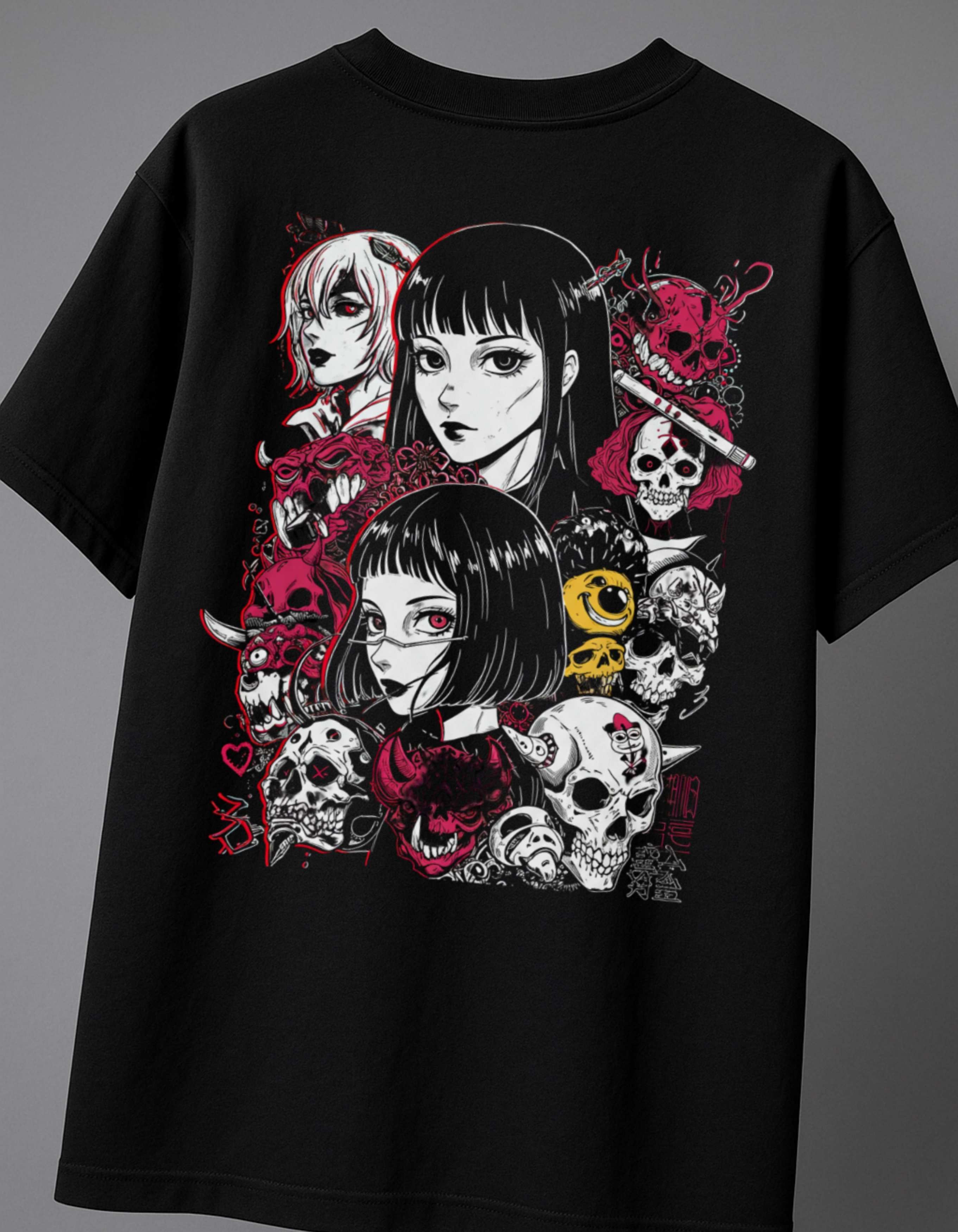 Anime Skull Collage Oversized T-Shirt