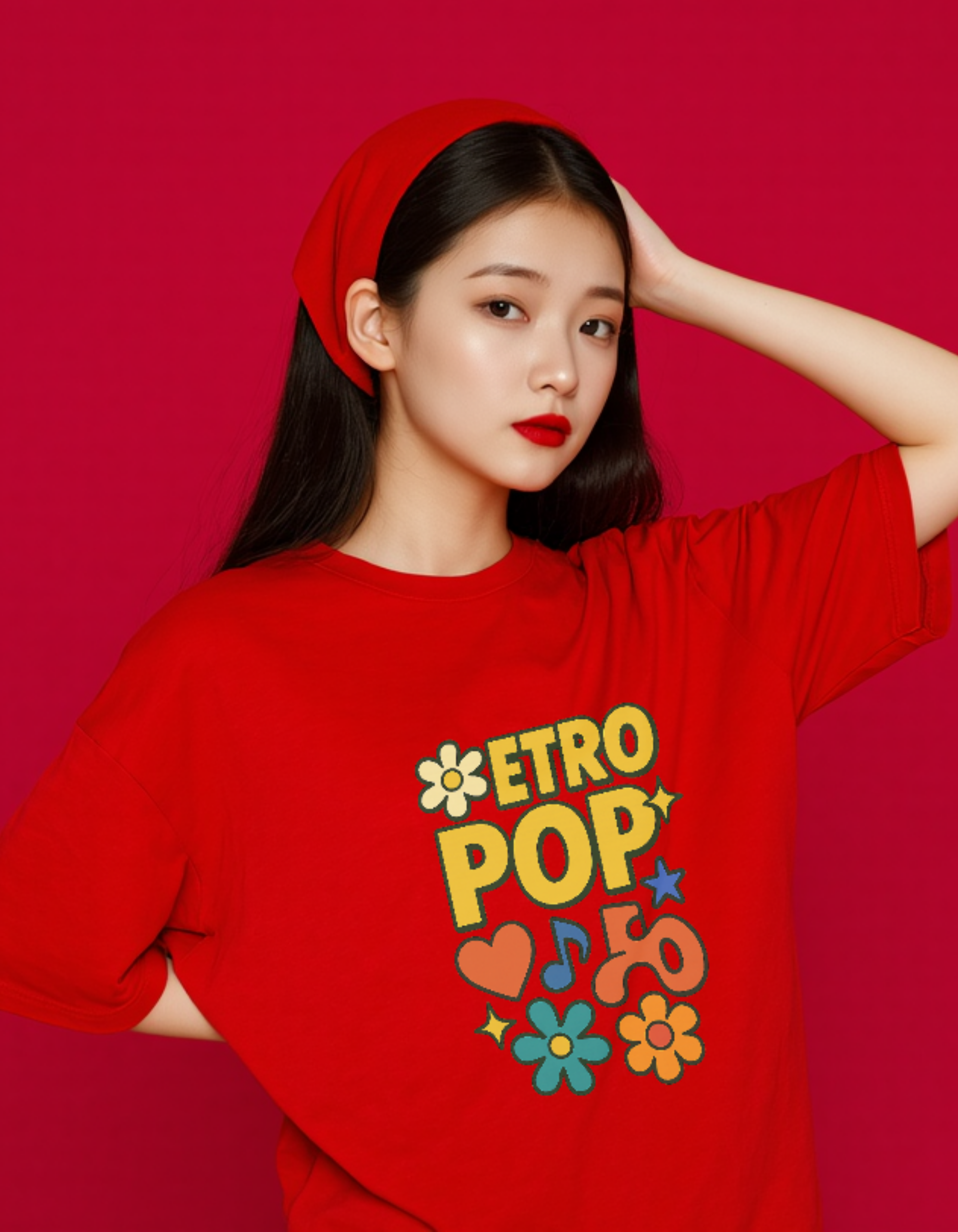 Retro Pop Red Flower Power Tee