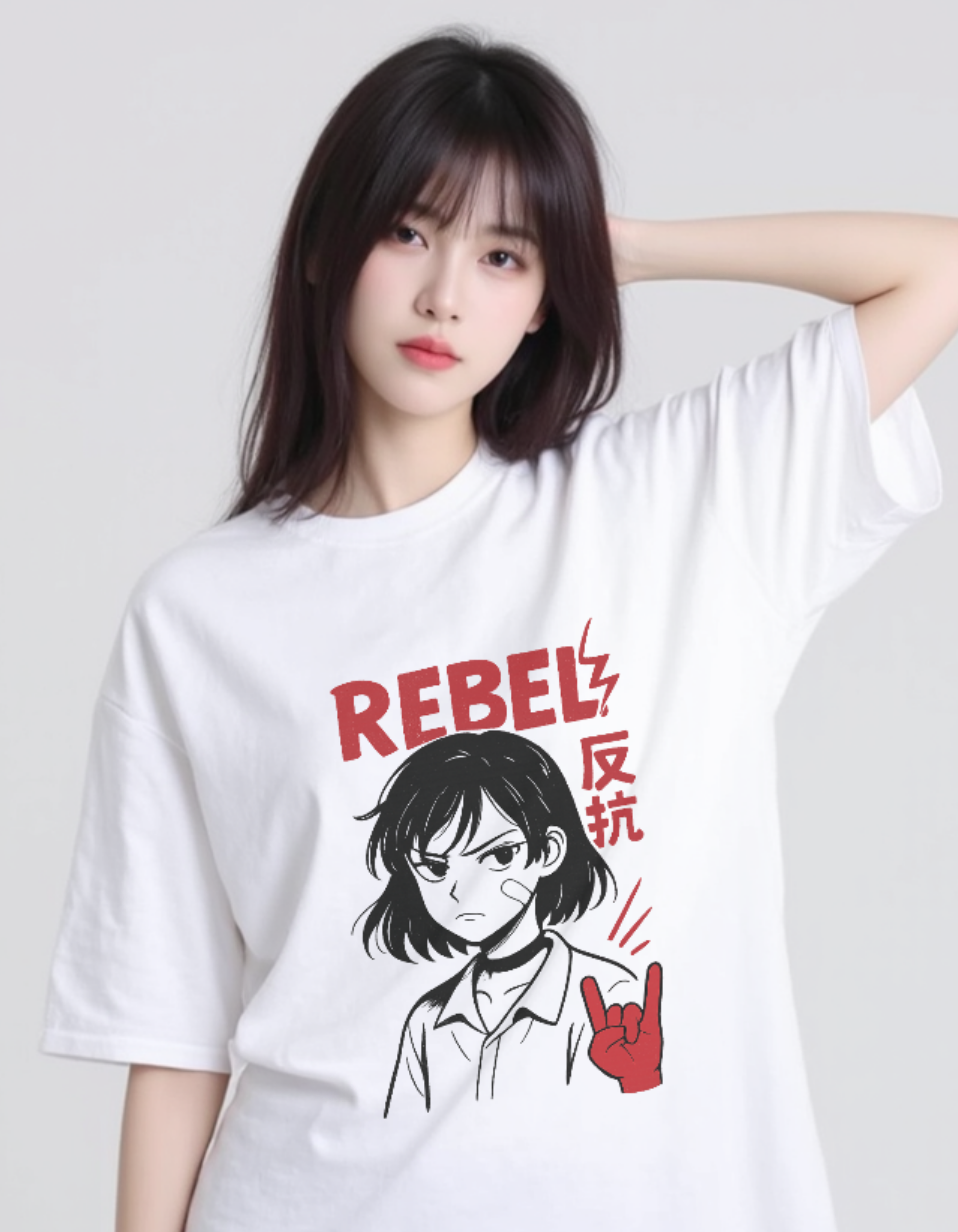 Rebel Girl Lilac Anime Tee