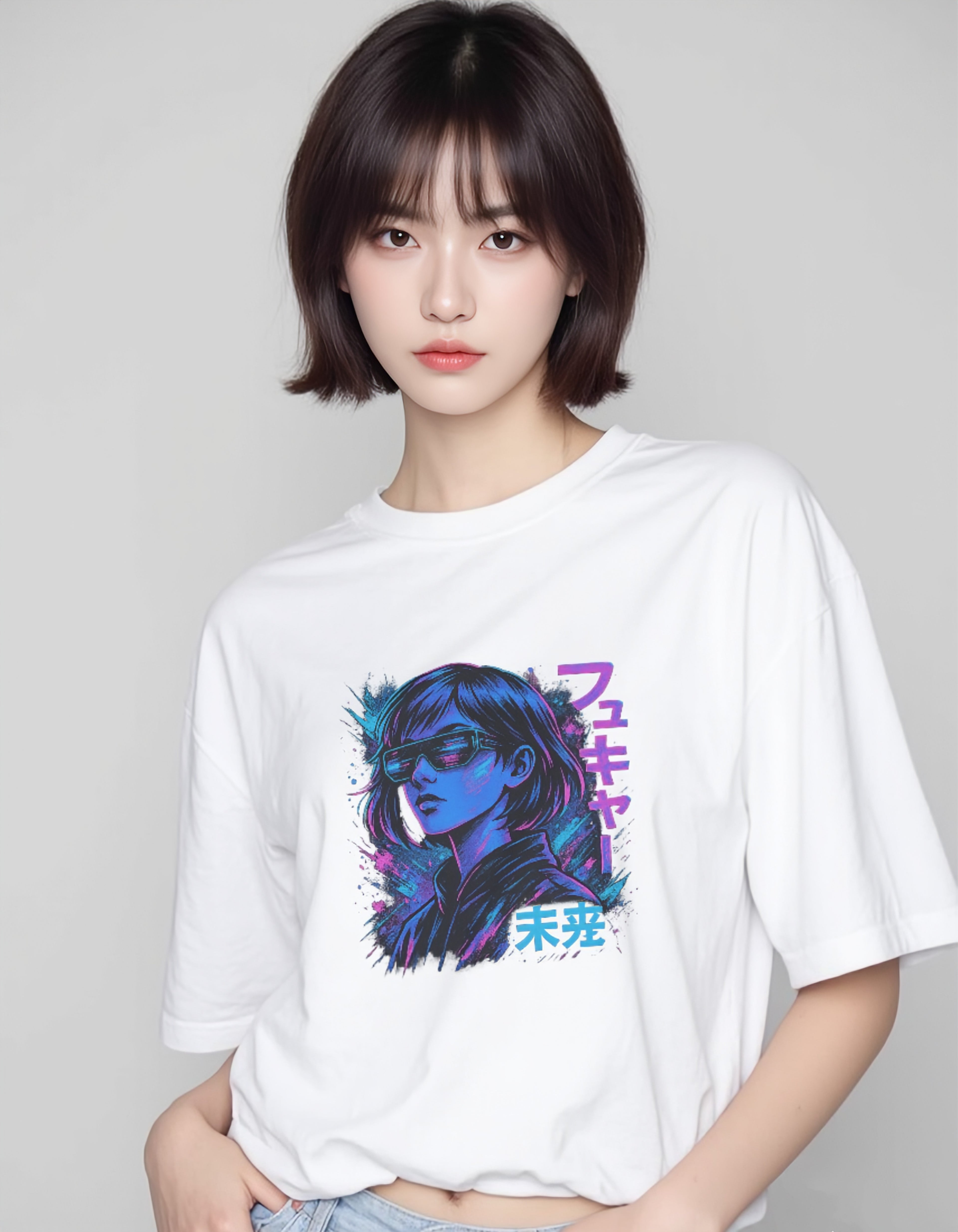Neo Future Girl White Graphic Tee
