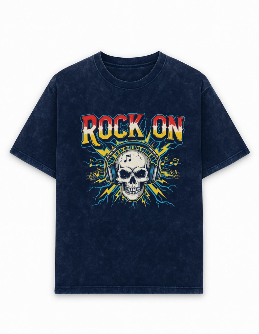 Rock On Acid Wash Oversized Tee