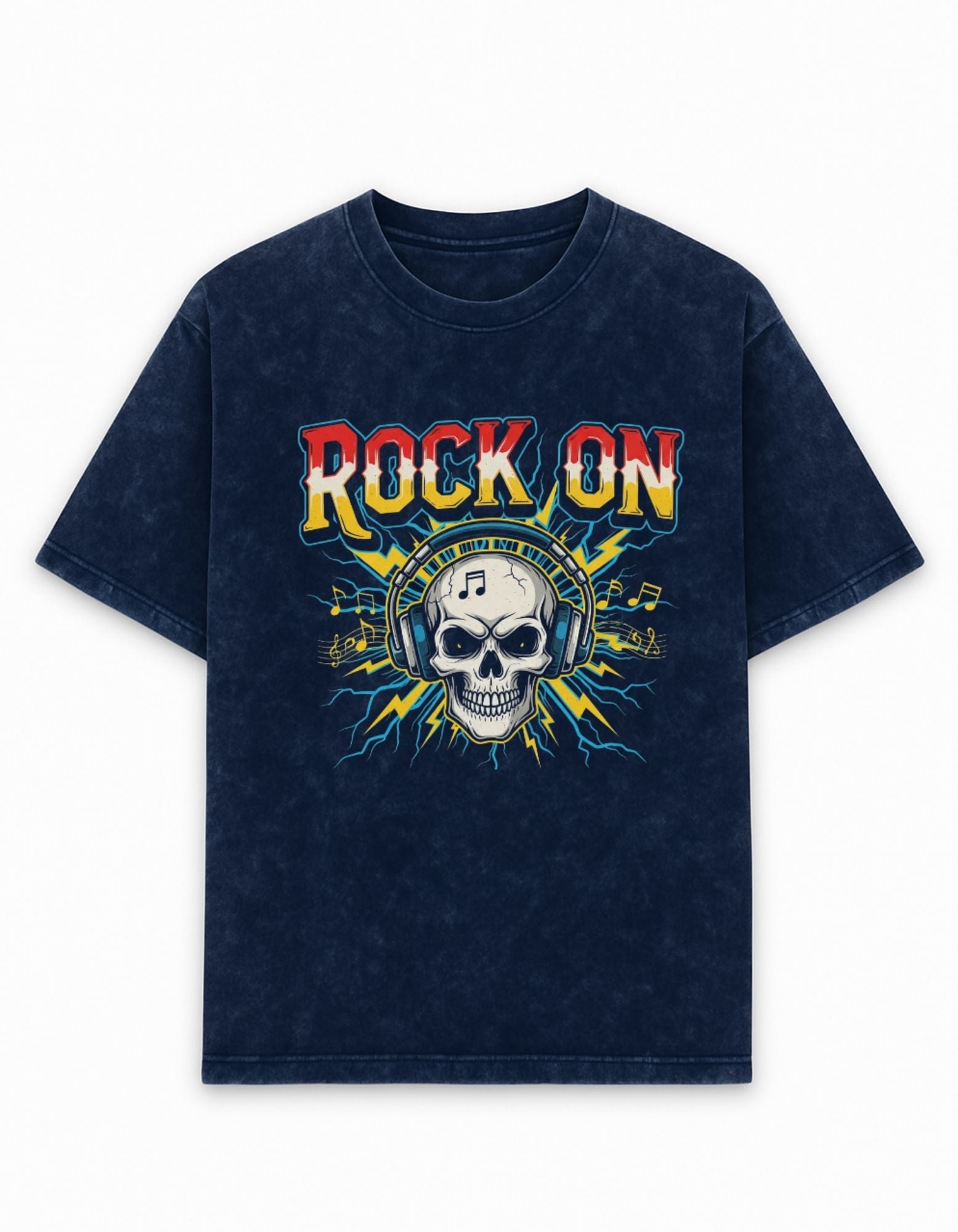 Rock On Acid Wash Oversized Tee