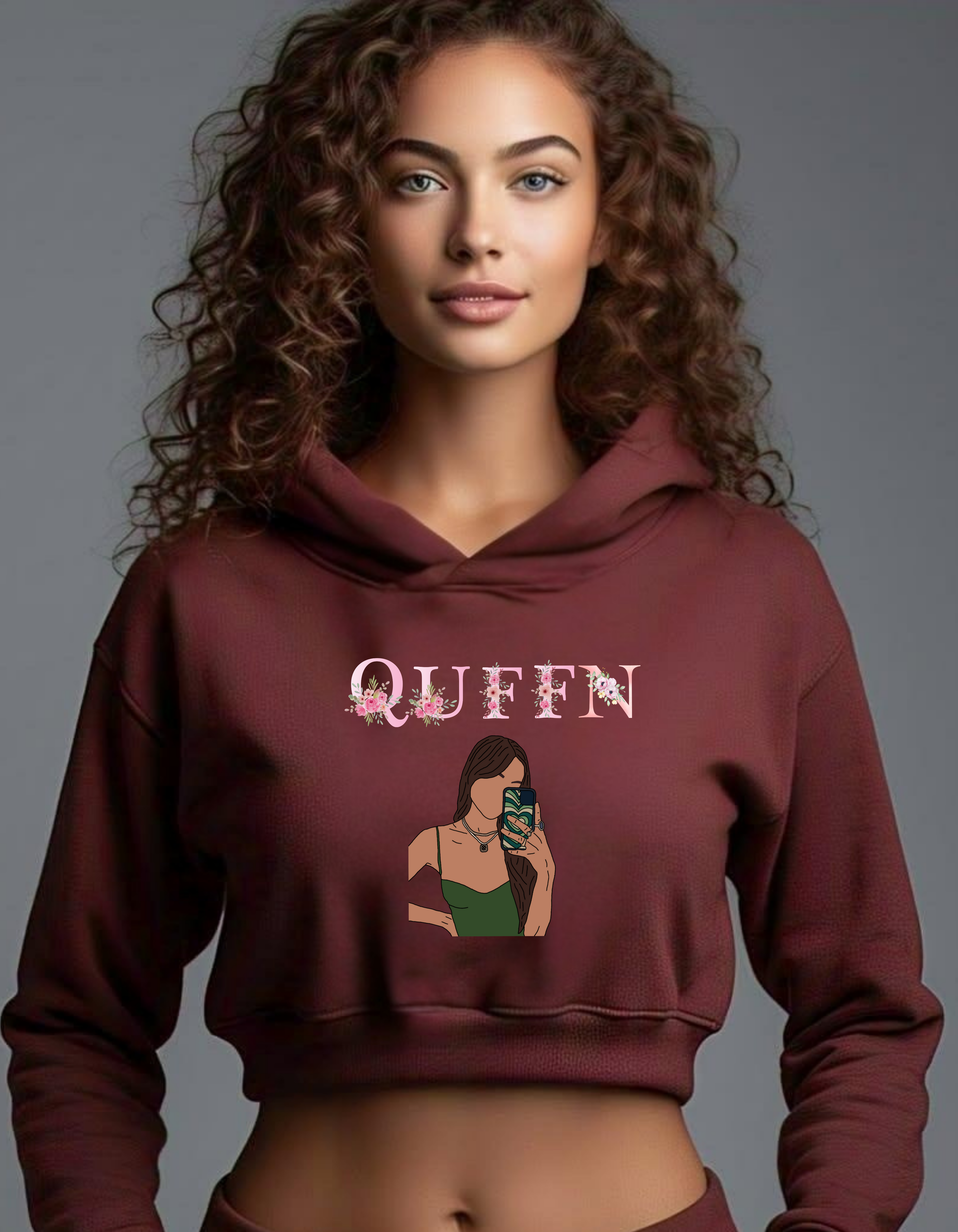 Queen Cropped Hoodie
