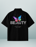 Black Beauty Oversized Shirt with Butterfly Graphic