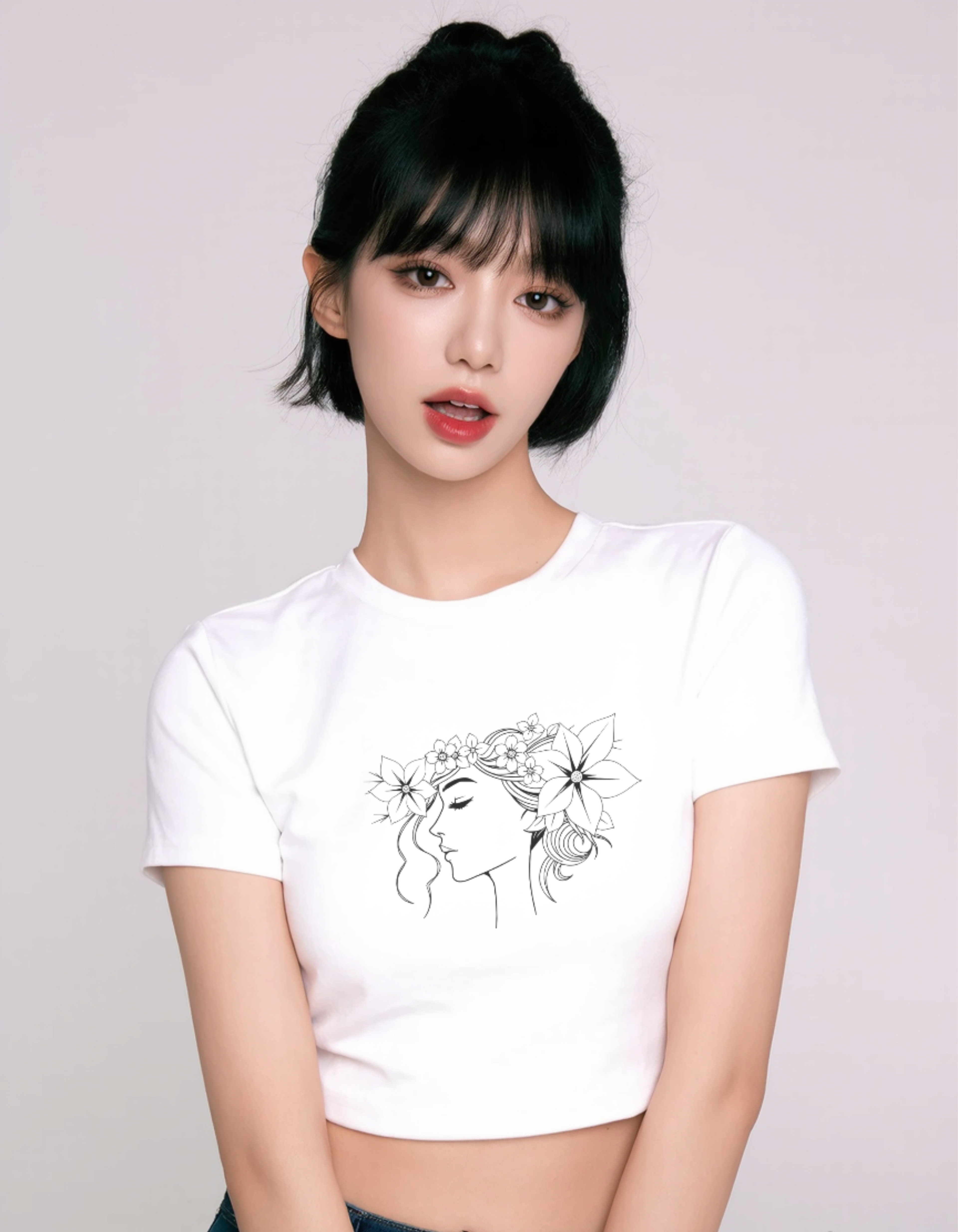 Floral Girl Graphic Crop Top