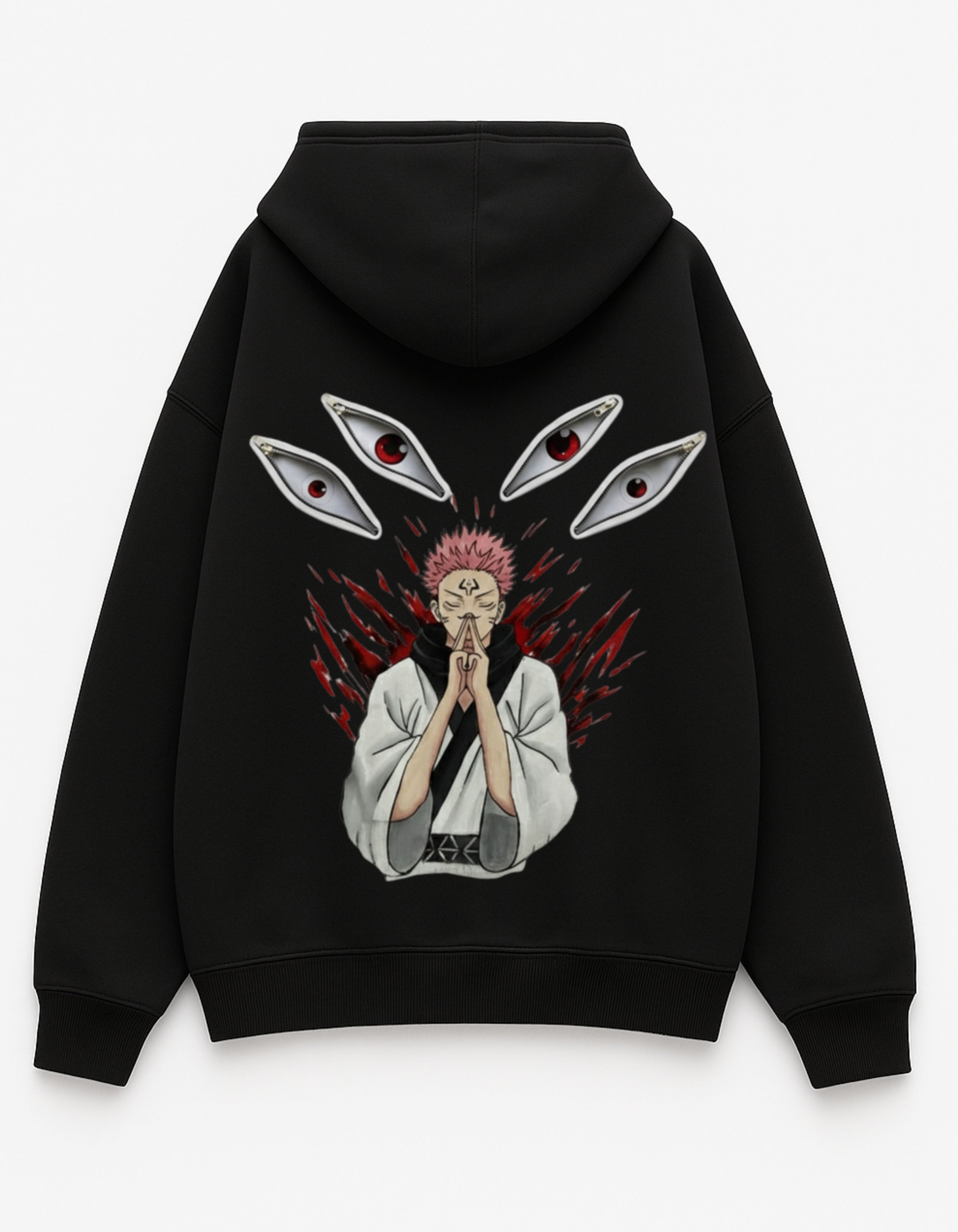 Sukuna Oversized Black Hoodie