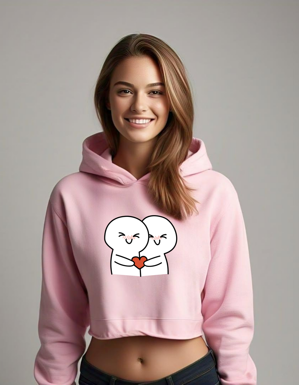 Love Buds Crop Hoodie – Cozy, Playful Fashion