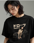 Drop Now Black JDM Girl Tee