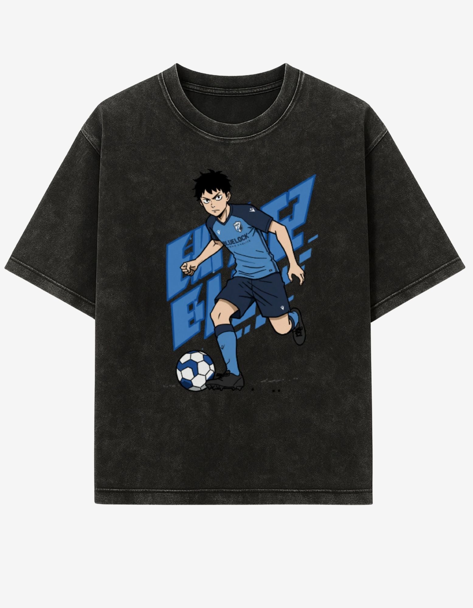 Anime Soccer Player Acid Wash Oversized Tee