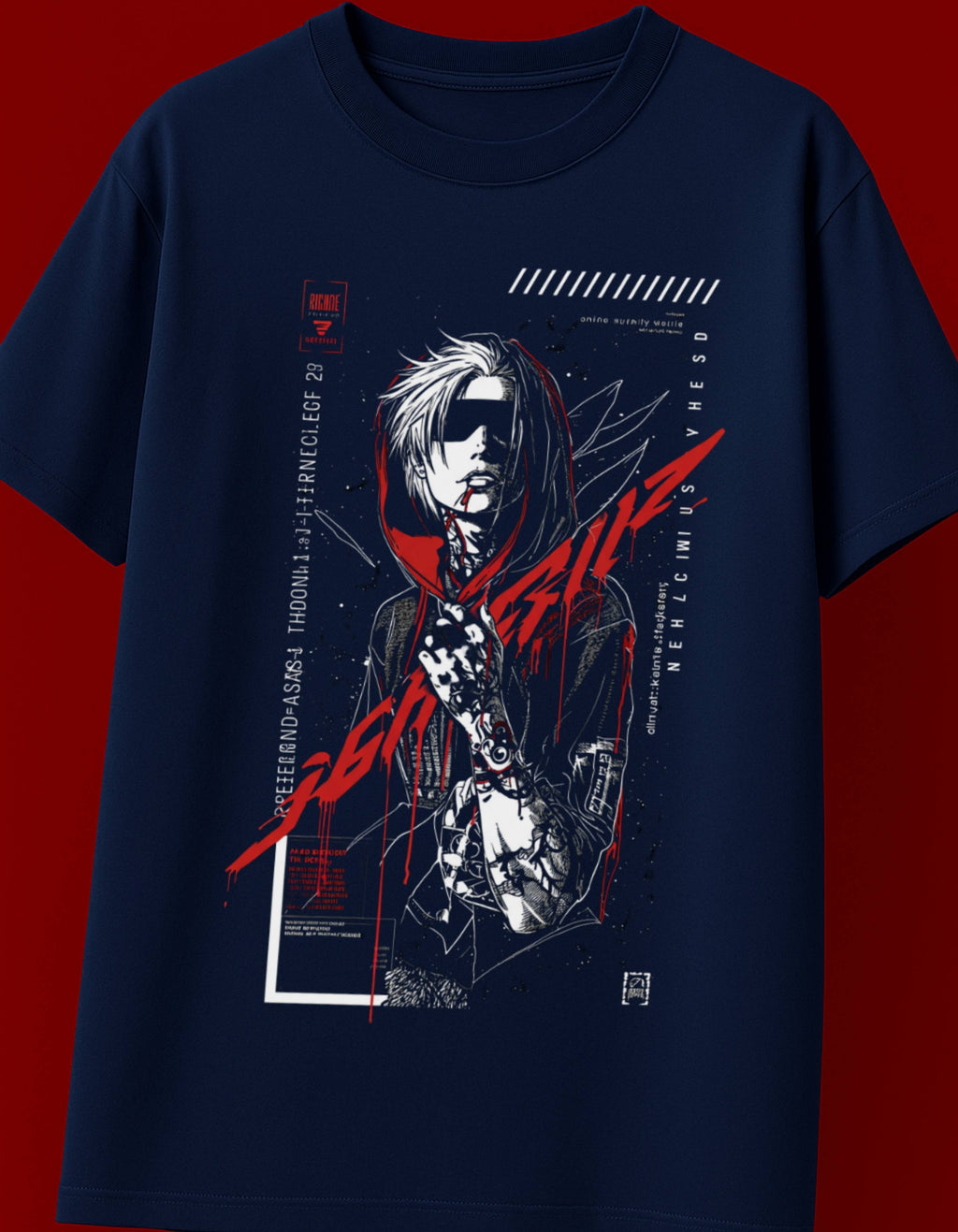 Red Strike Anime GraphicOversized T-Shirt