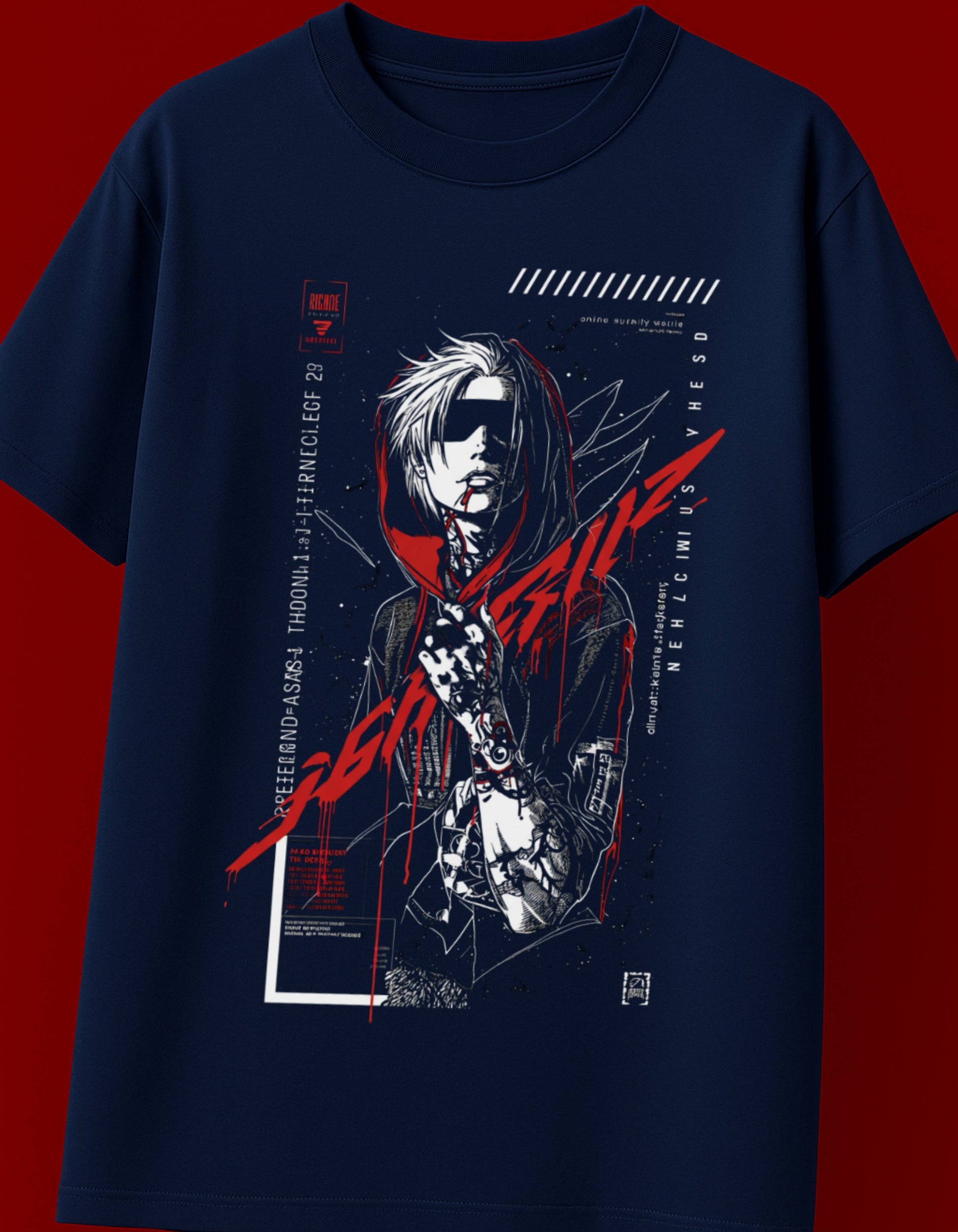 Red Strike Anime GraphicOversized T-Shirt
