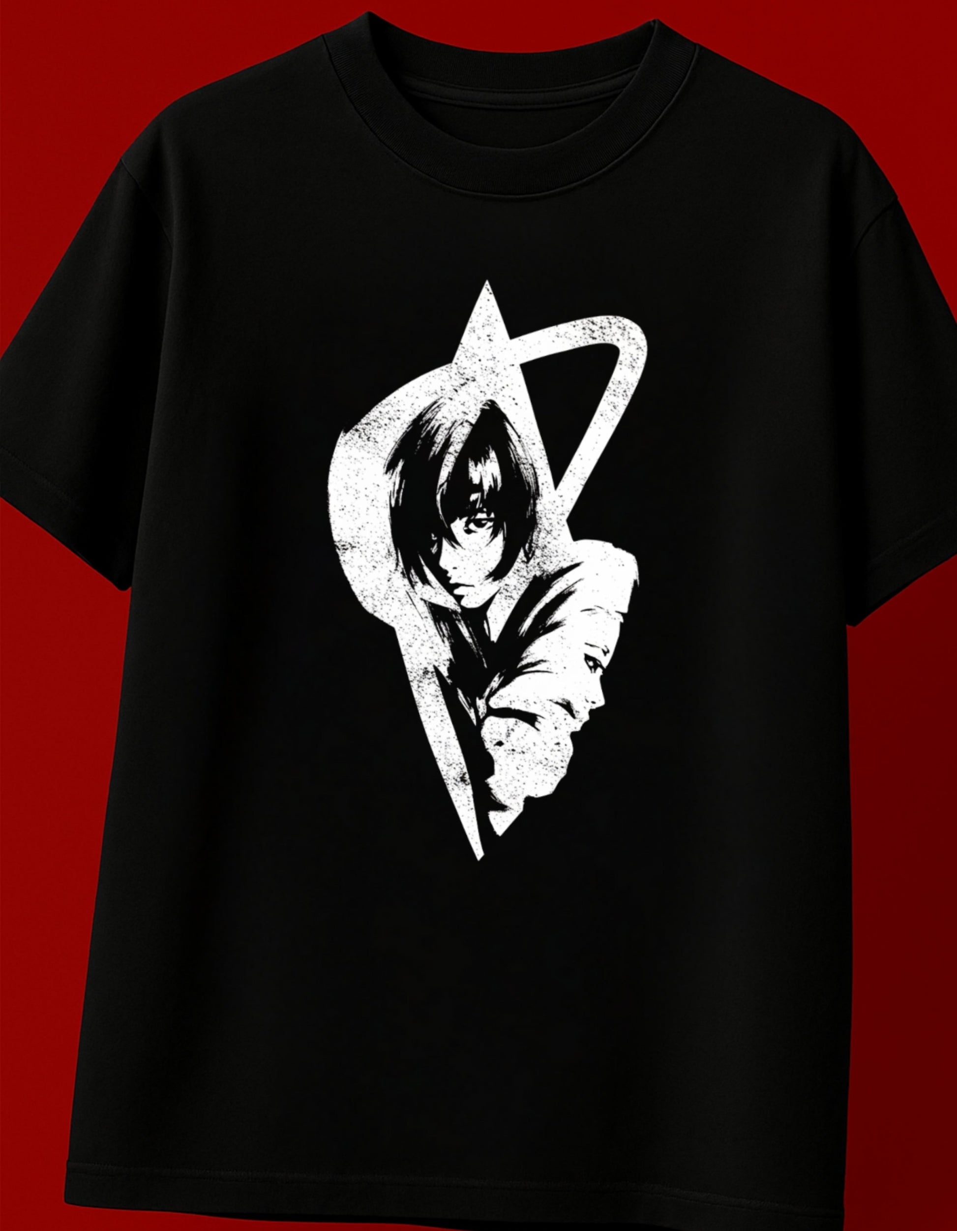Monochrome Anime Graphic Oversized T-Shirt