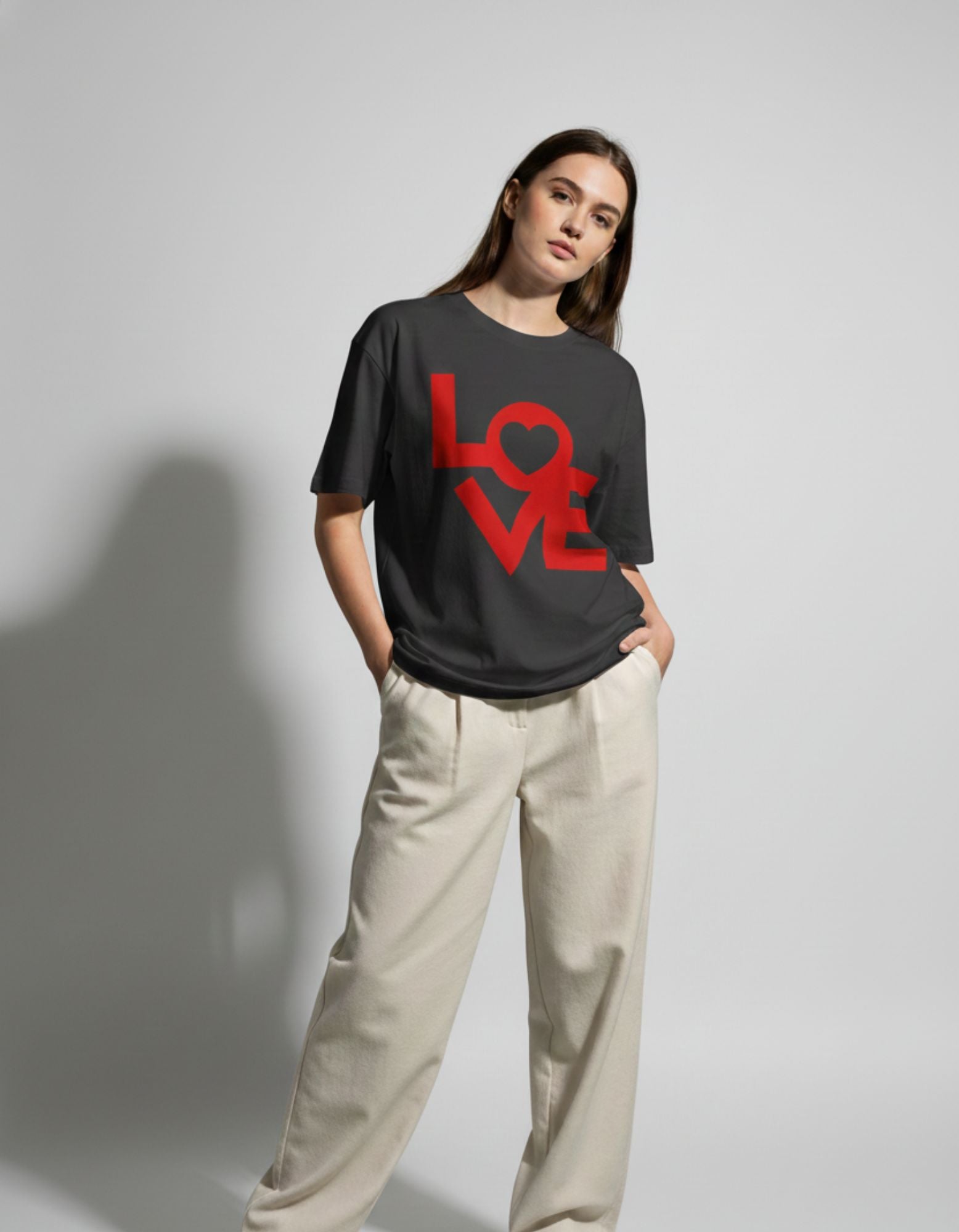 Back view of GENZs Fashion white baggy fit t-shirt, showing the premium drop shoulder and loose silhouette.