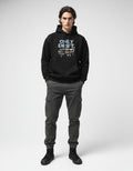 Front view of a male model wearing the GENZs Fashion "Only Drift, No Shift" black hoodie, a must-have for JDM and car culture enthusiasts.