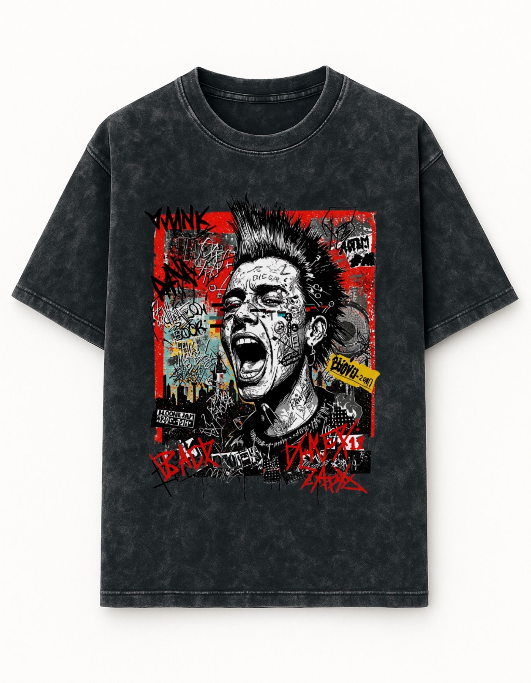 Anarchy Scream Acid Wash Oversized Tee