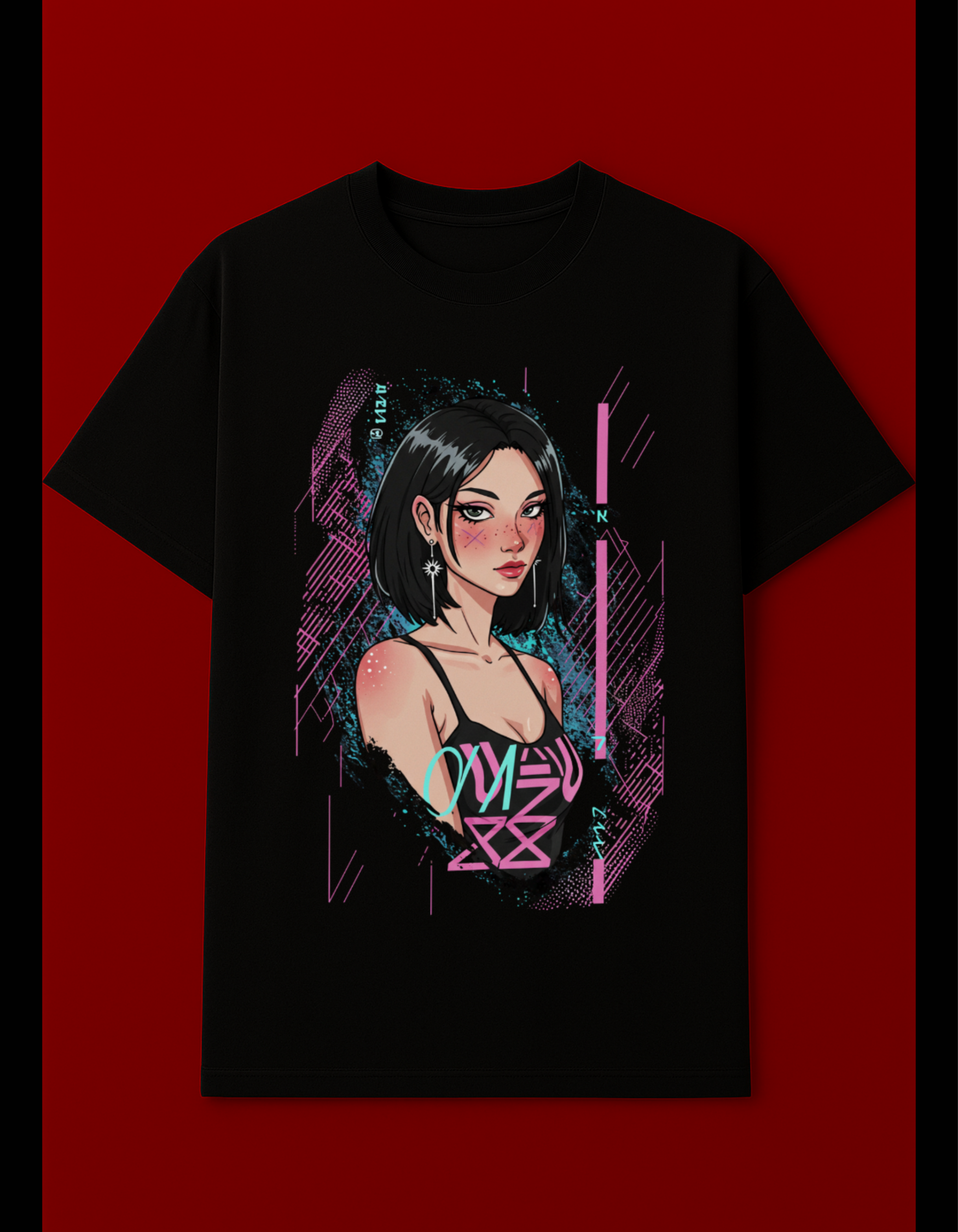 Neon Cyber Girl Oversized Tee