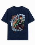 Water Swordsman Acid Wash Oversized Tee