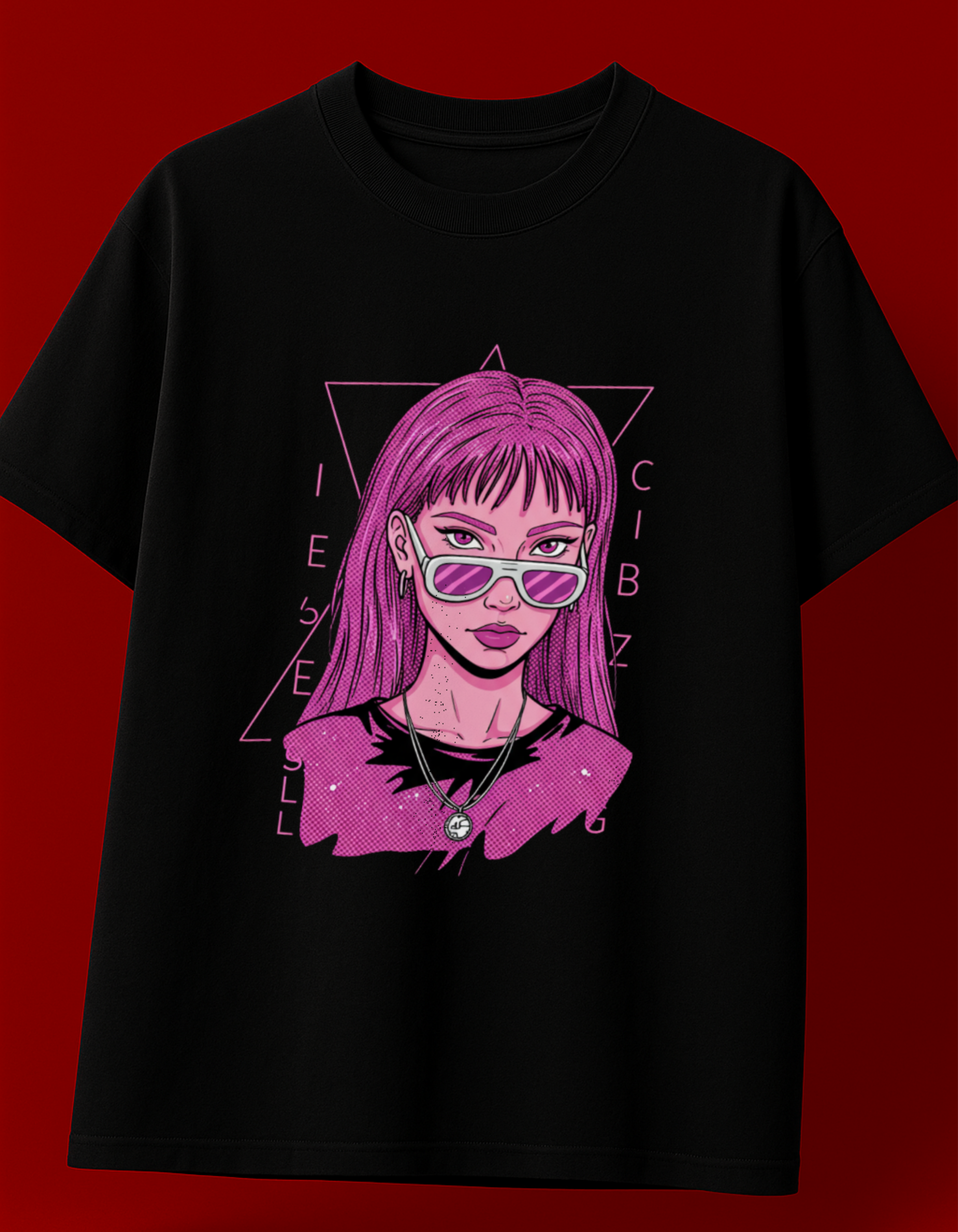 Cyber Girl Graphic Oversized T-Shirt