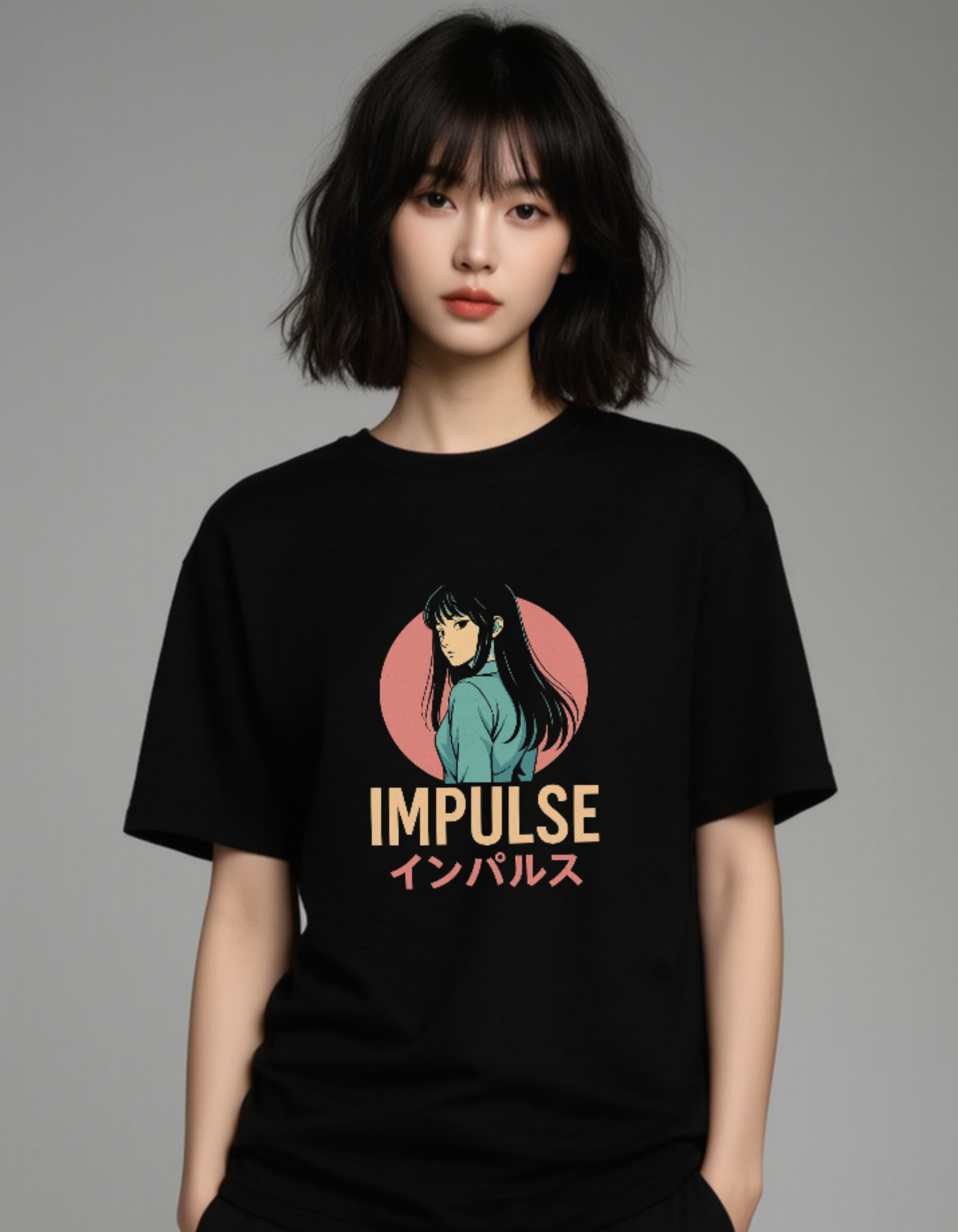 Impulse Girl Black Oversized Tee