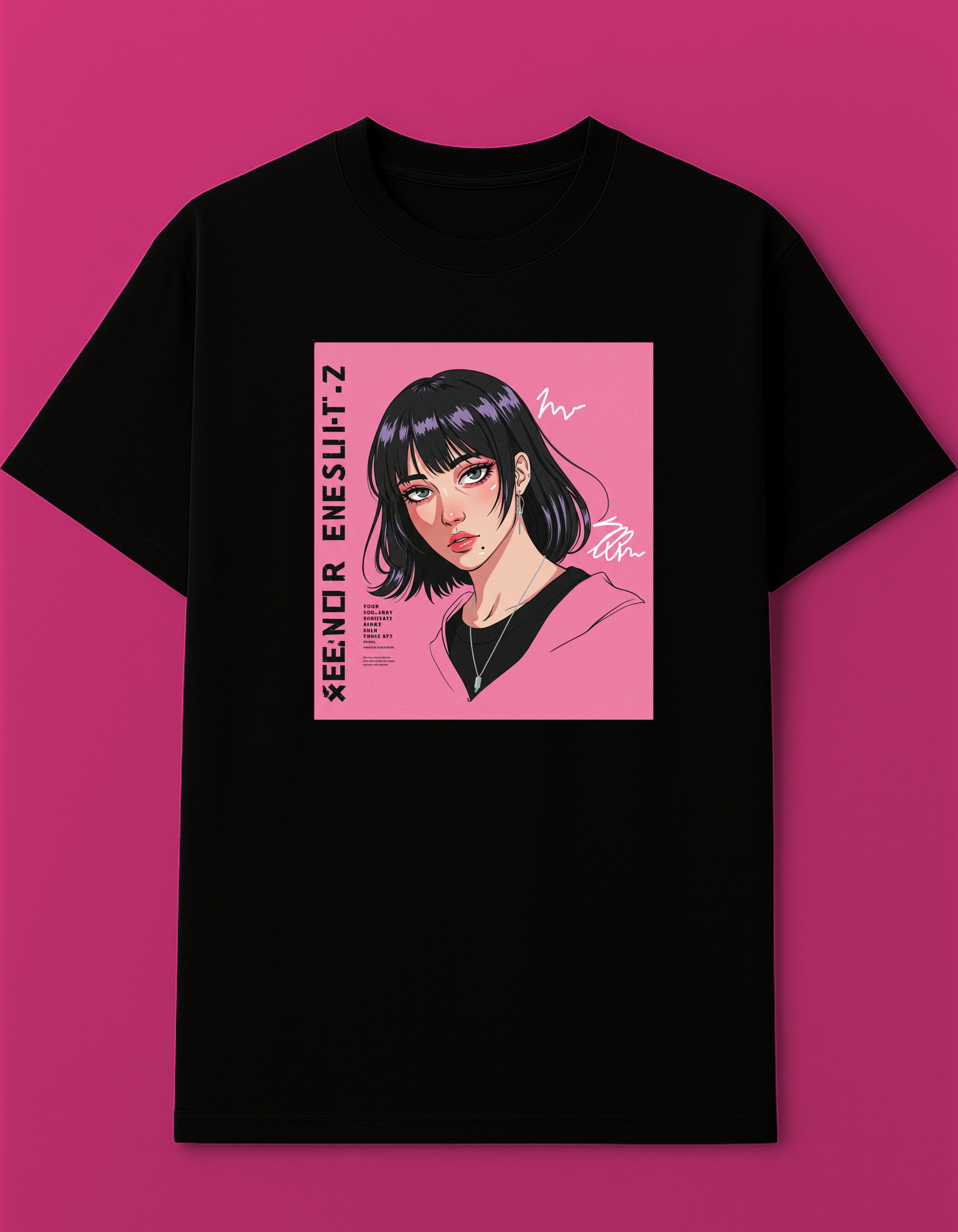 Pink Aesthetic Anime Oversized T-Shirt