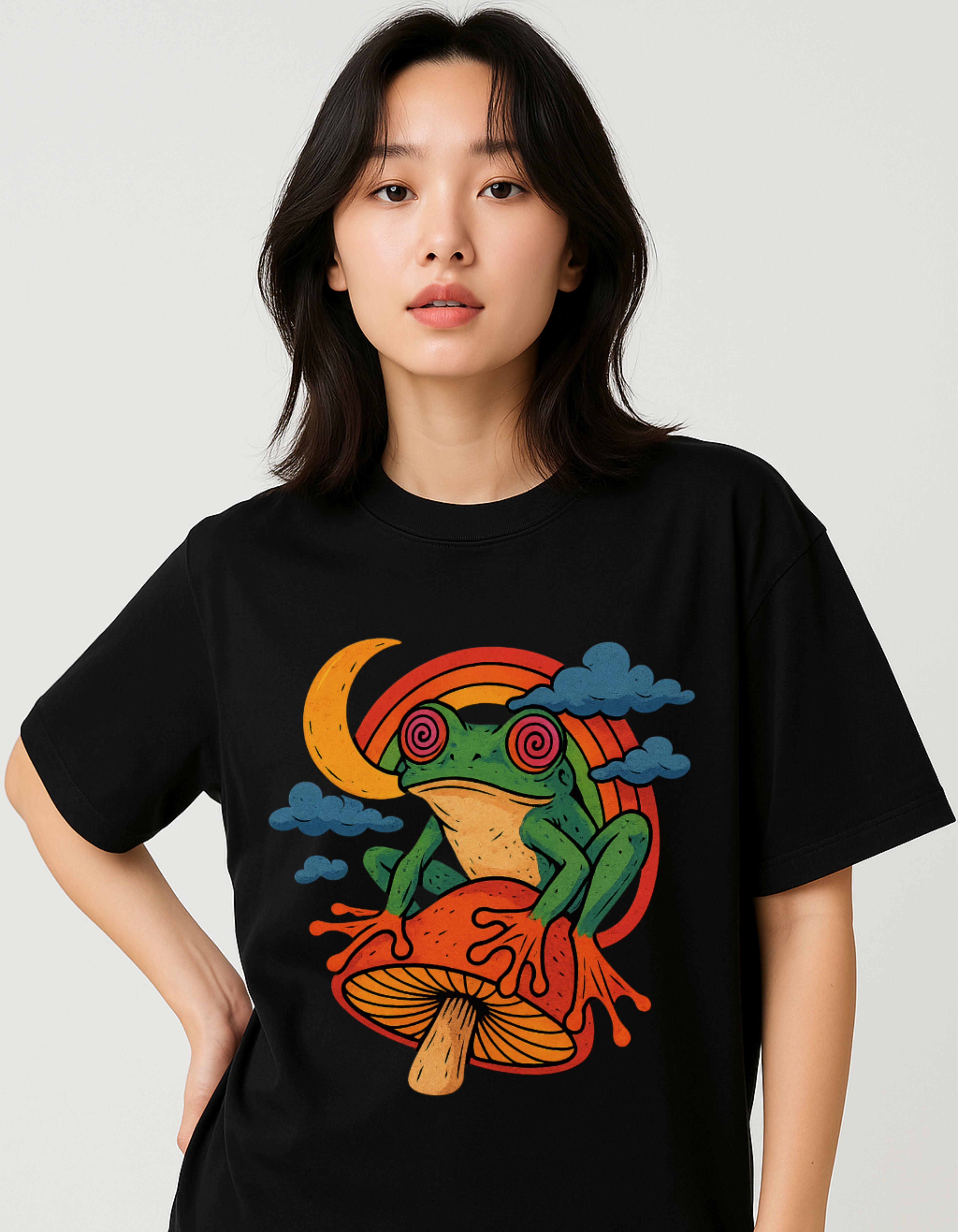 Trippy Frog Black Graphic Tee