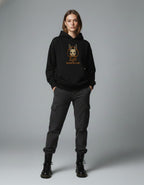 Front view of black oversized hoodie featuring Alice Borderland graphic print