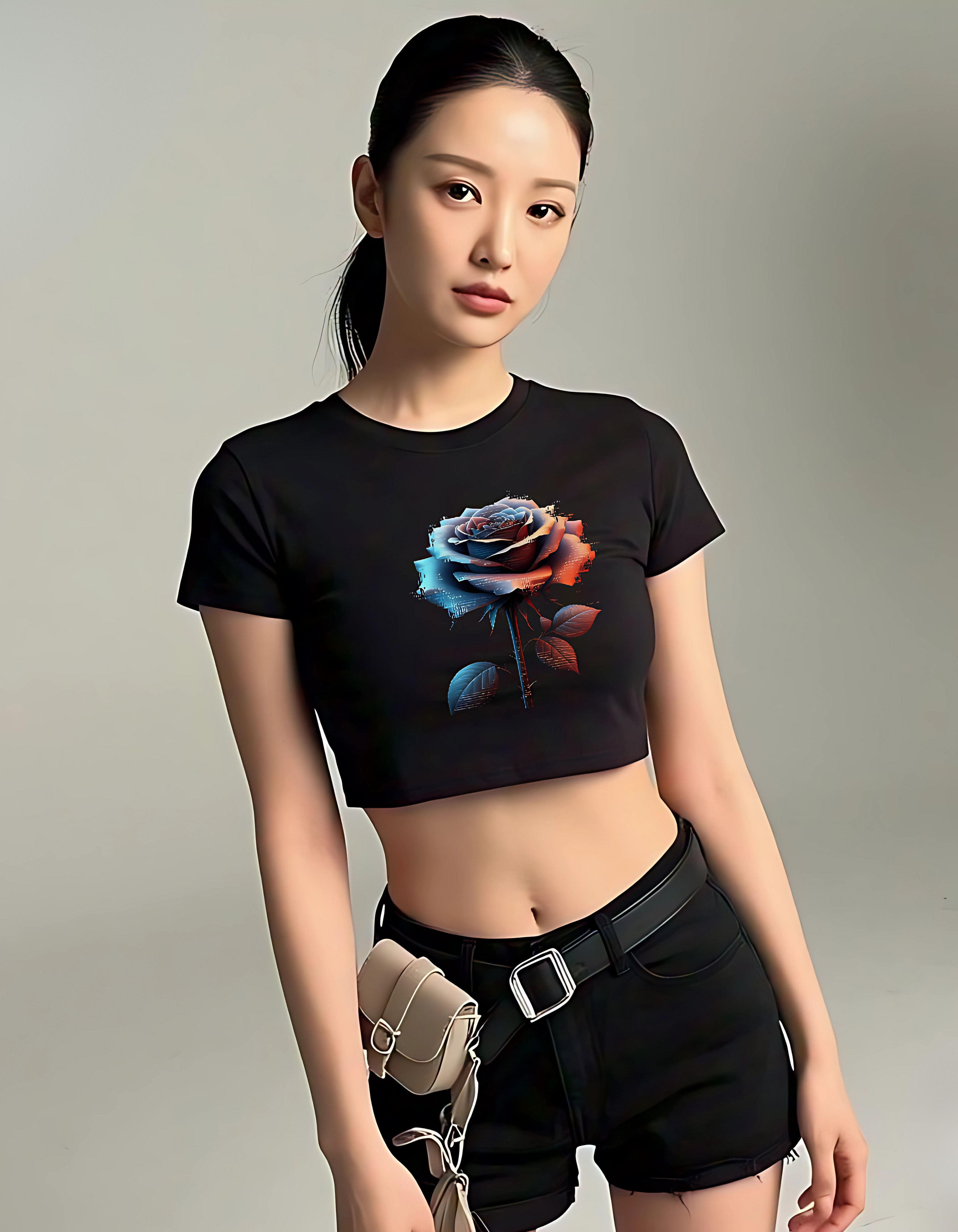 Rainbow Rose Vinyl Graphic Crop Top