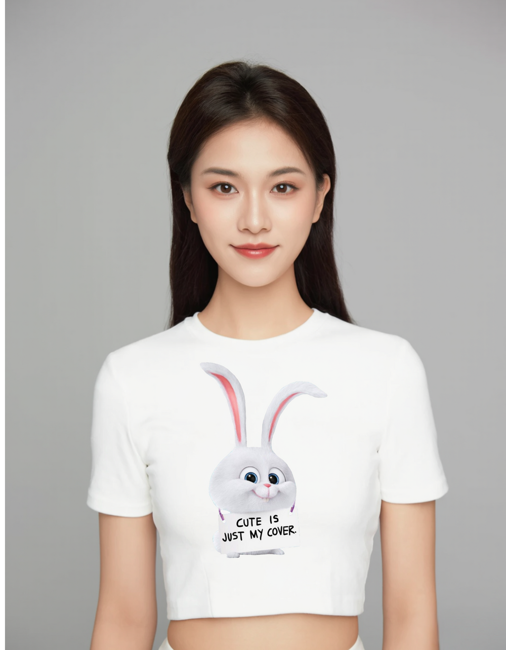Cute Is Just My Cover Bunny Crop Tank