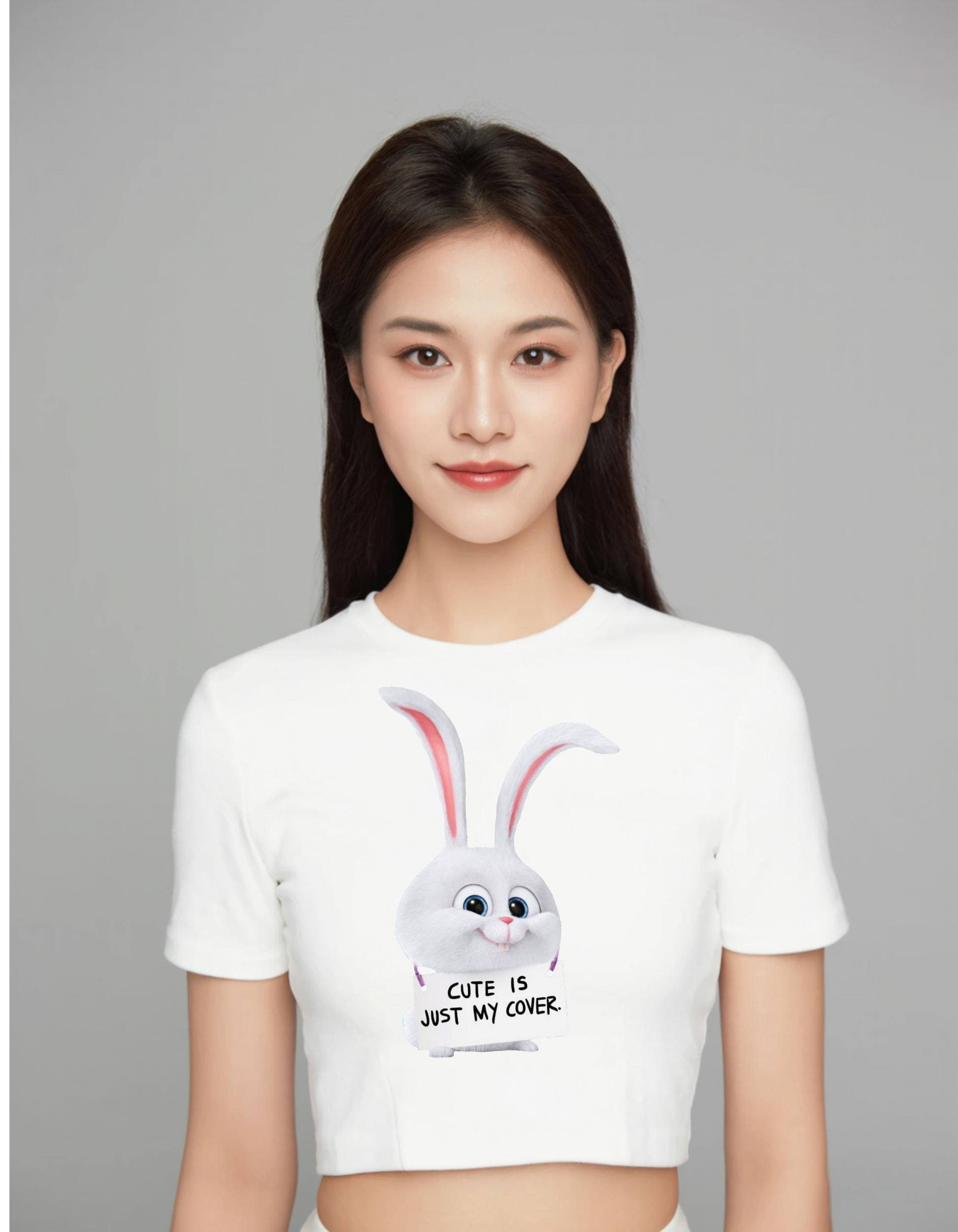 Cute Is Just My Cover Bunny Crop Tank